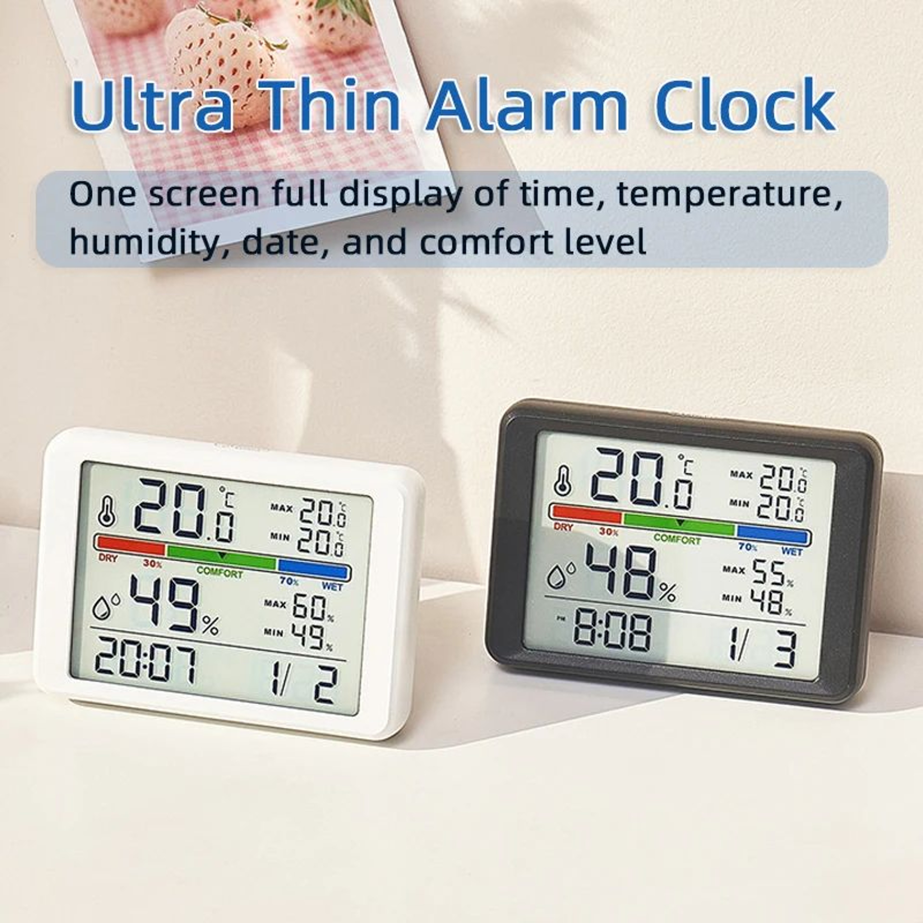 Ultra Thin Magnetic Digital Alarm Clock With Temperature Display 0