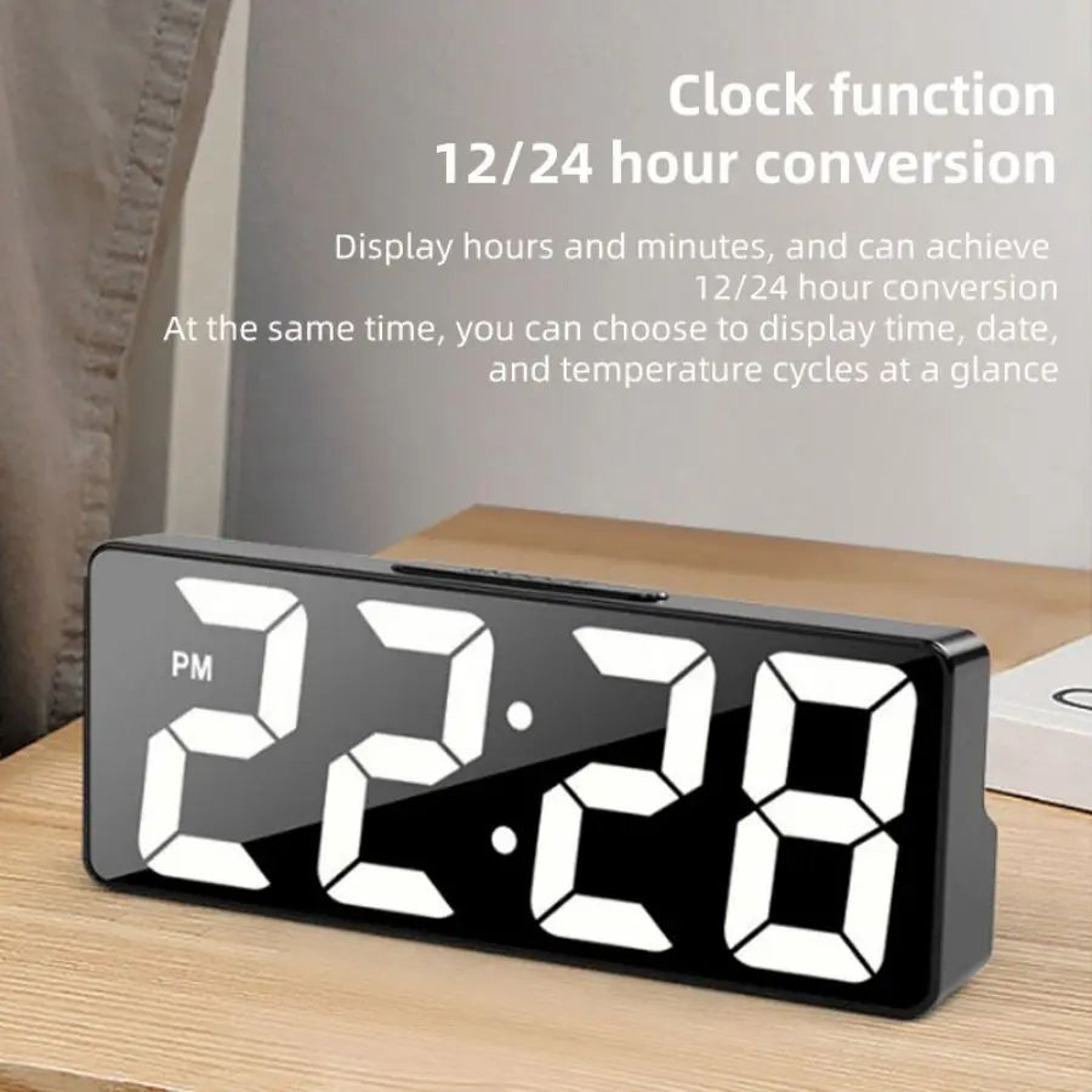 Voice Control LED Digital Alarm Clock With Dual Alarm 4