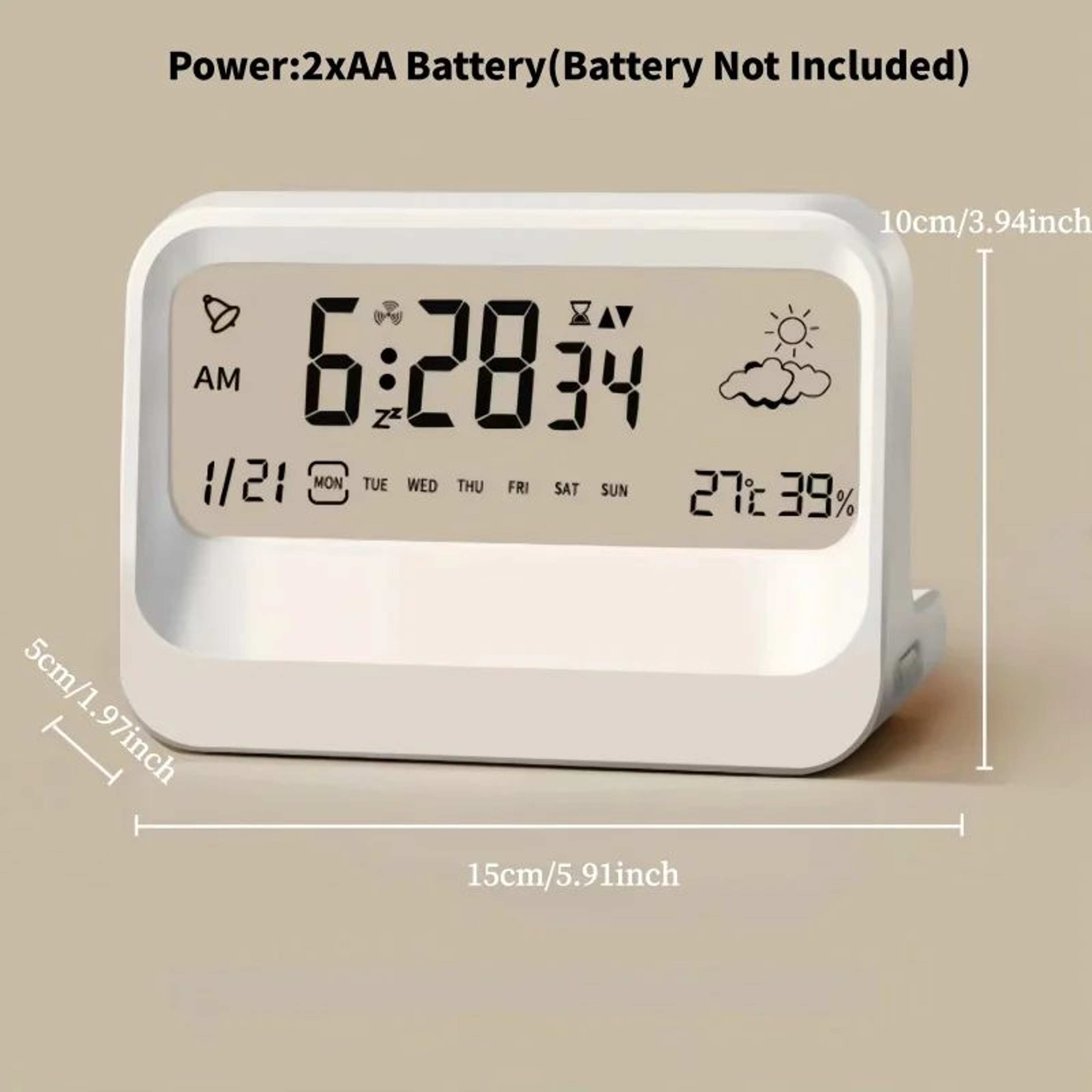 Digital LCD Alarm Clock With Temperature Humidity And Countdown 1