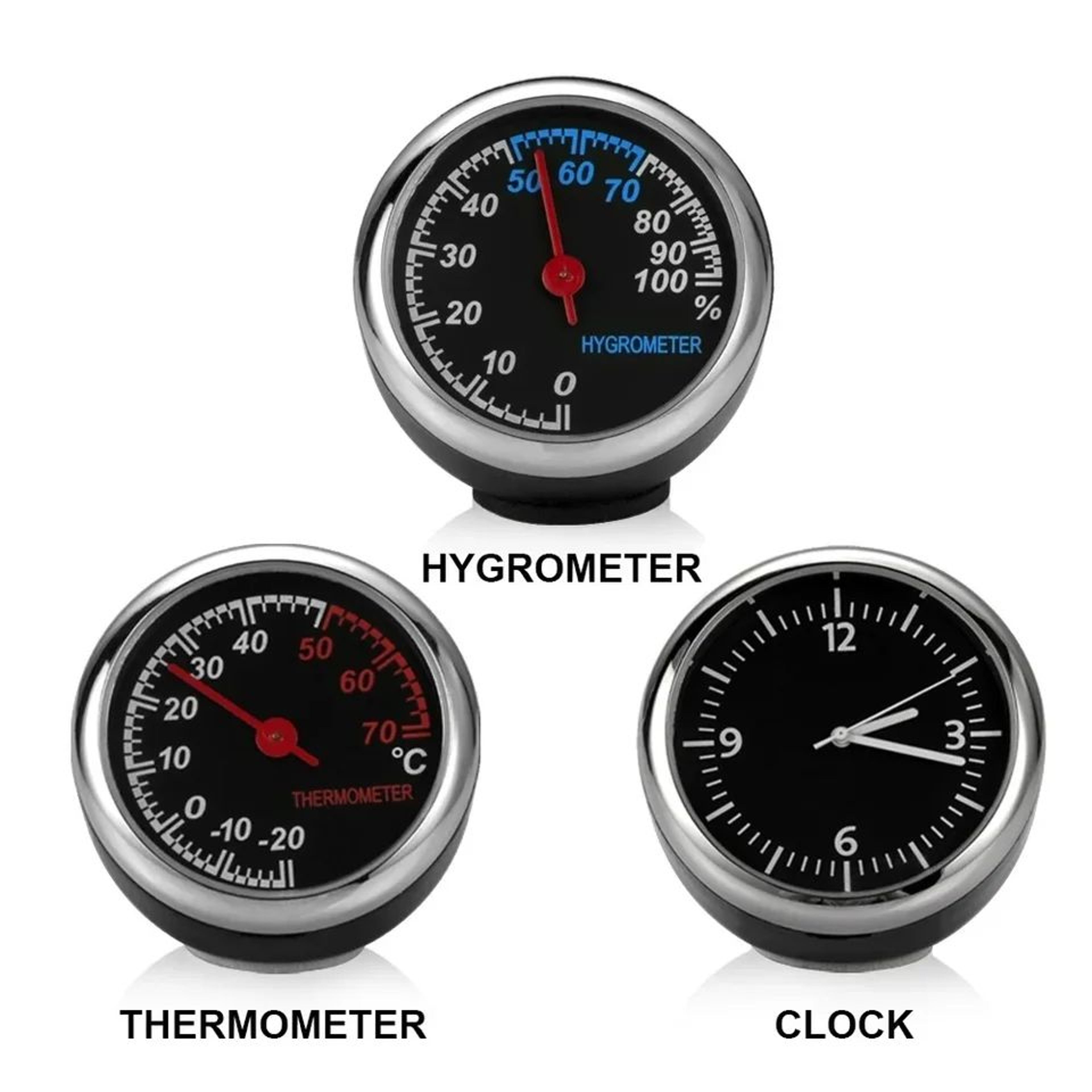 Mini Car Digital Clock With Temperature And Humidity Display 0