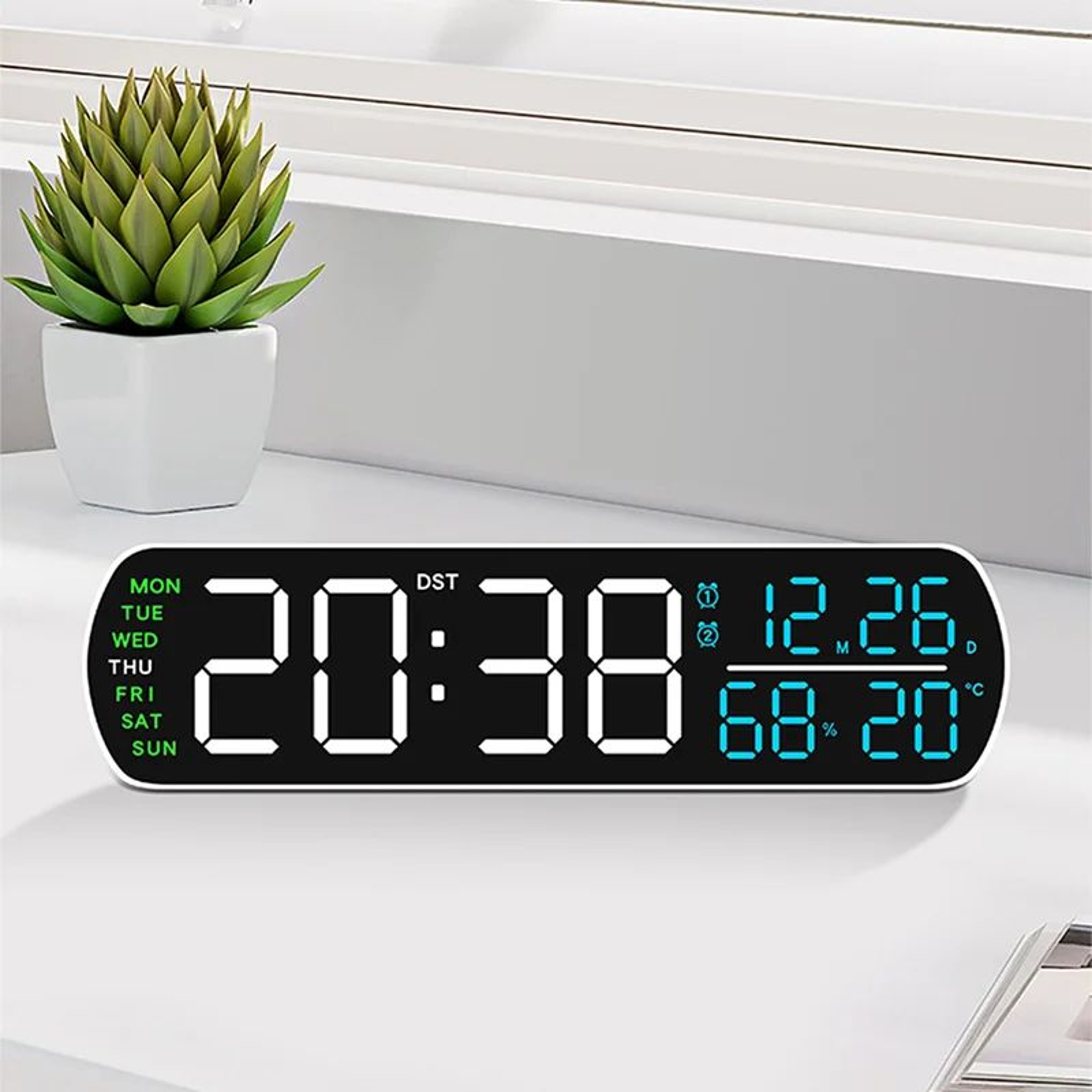10 Inch LED Digital Alarm Clock With Temperature Humidity And Dual Alarm 4