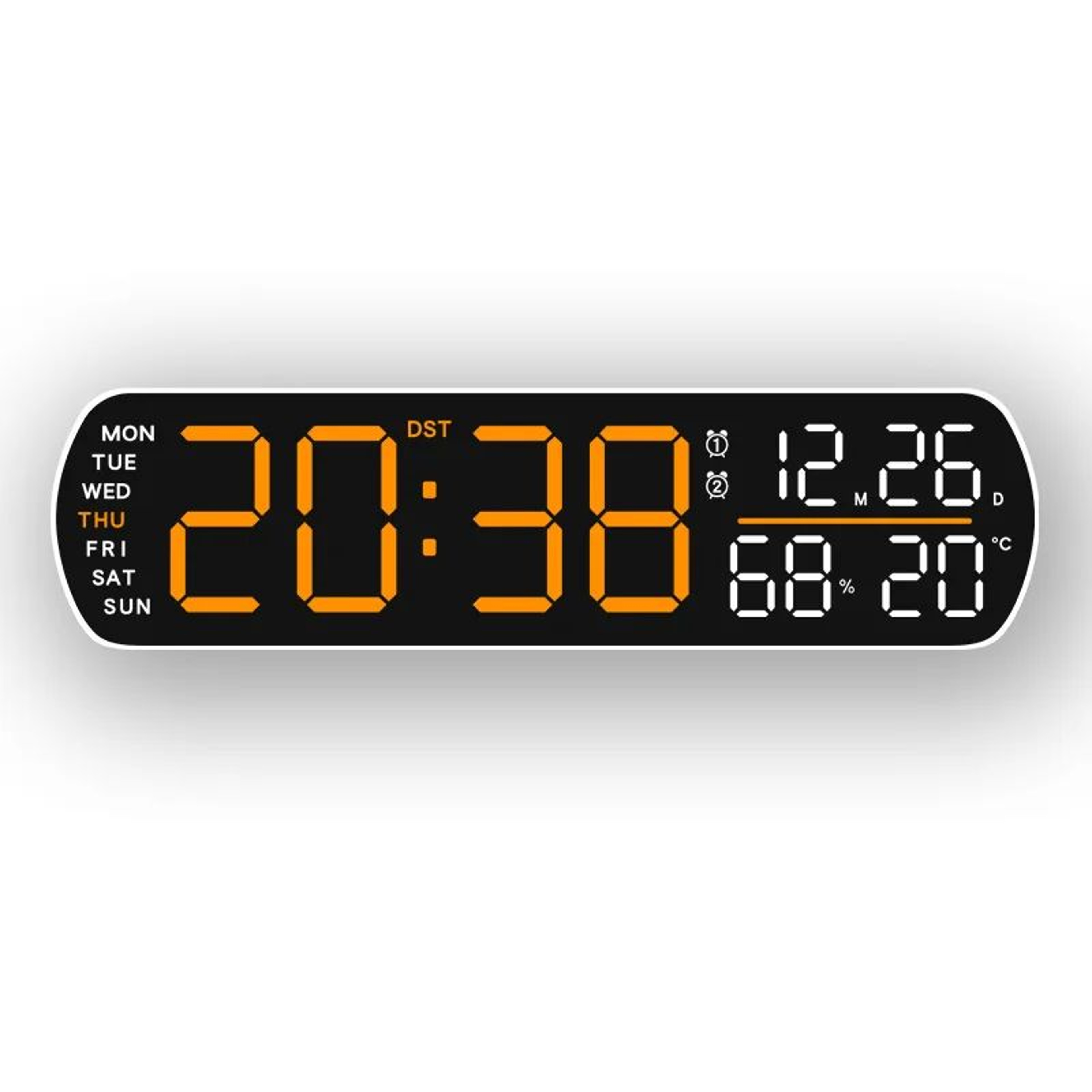 10 Inch LED Digital Alarm Clock With Temperature Humidity And Dual Alarm 12