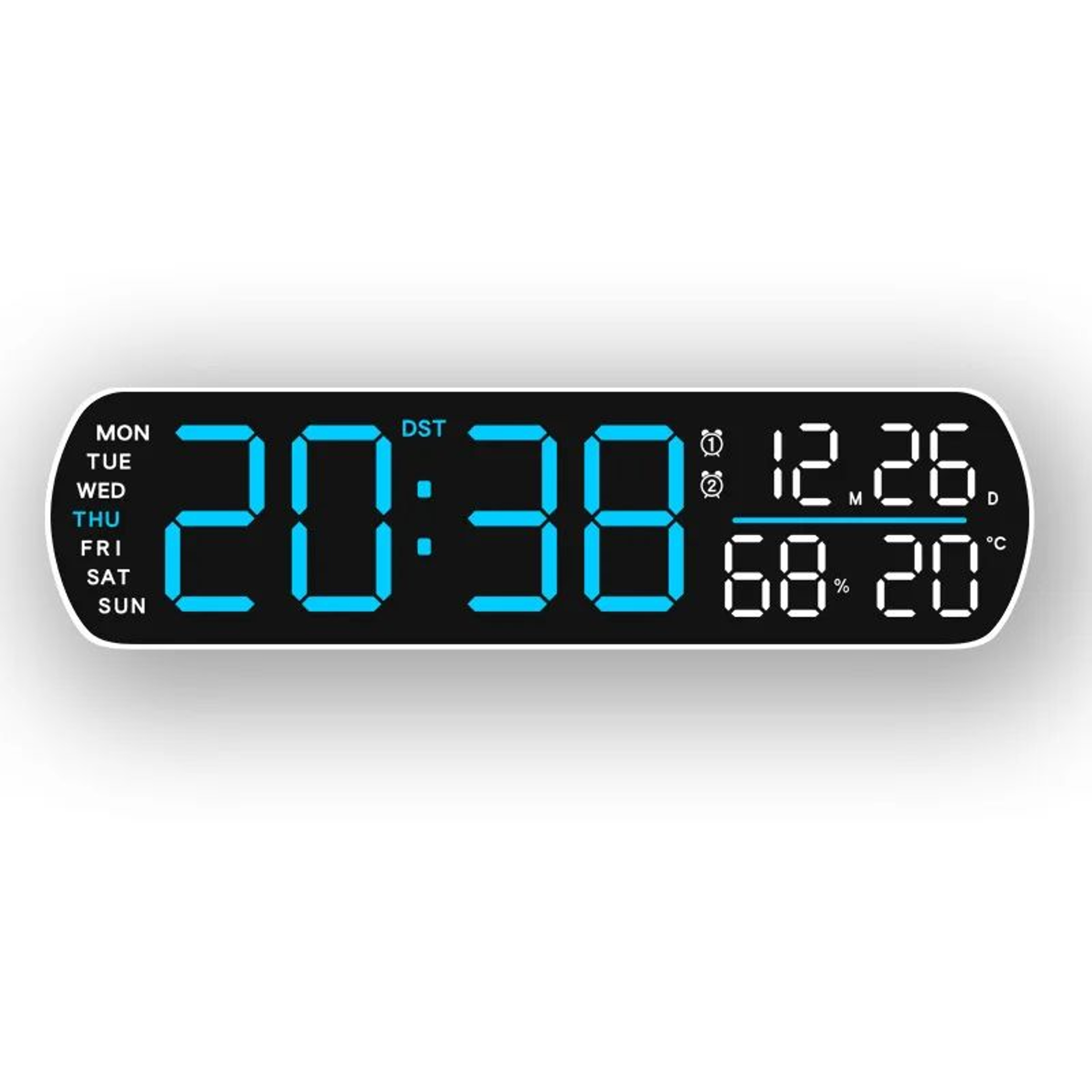 10 Inch LED Digital Alarm Clock With Temperature Humidity And Dual Alarm 10