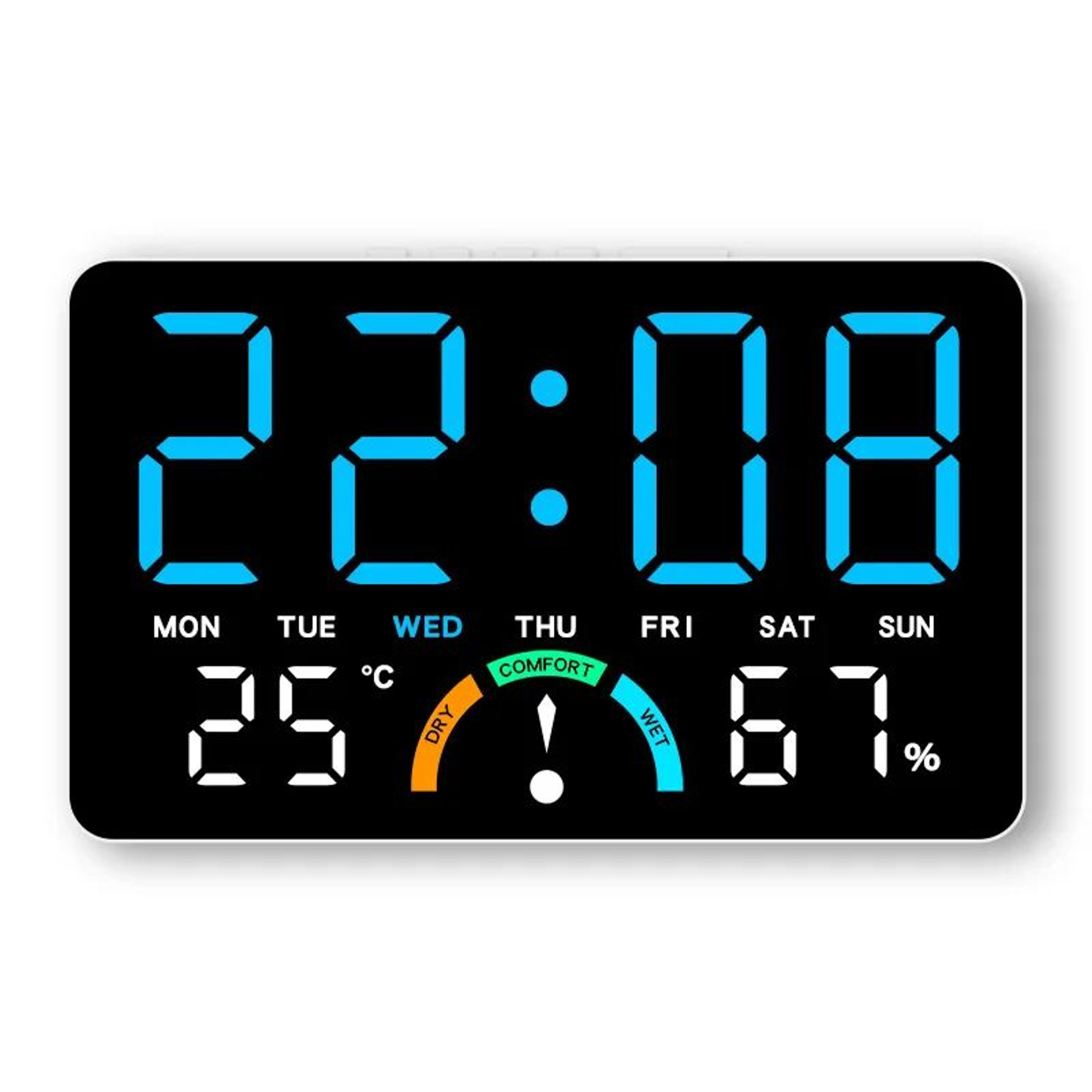 Wide Screen Digital Wall And Desk Clock With Temperature Humidity 6
