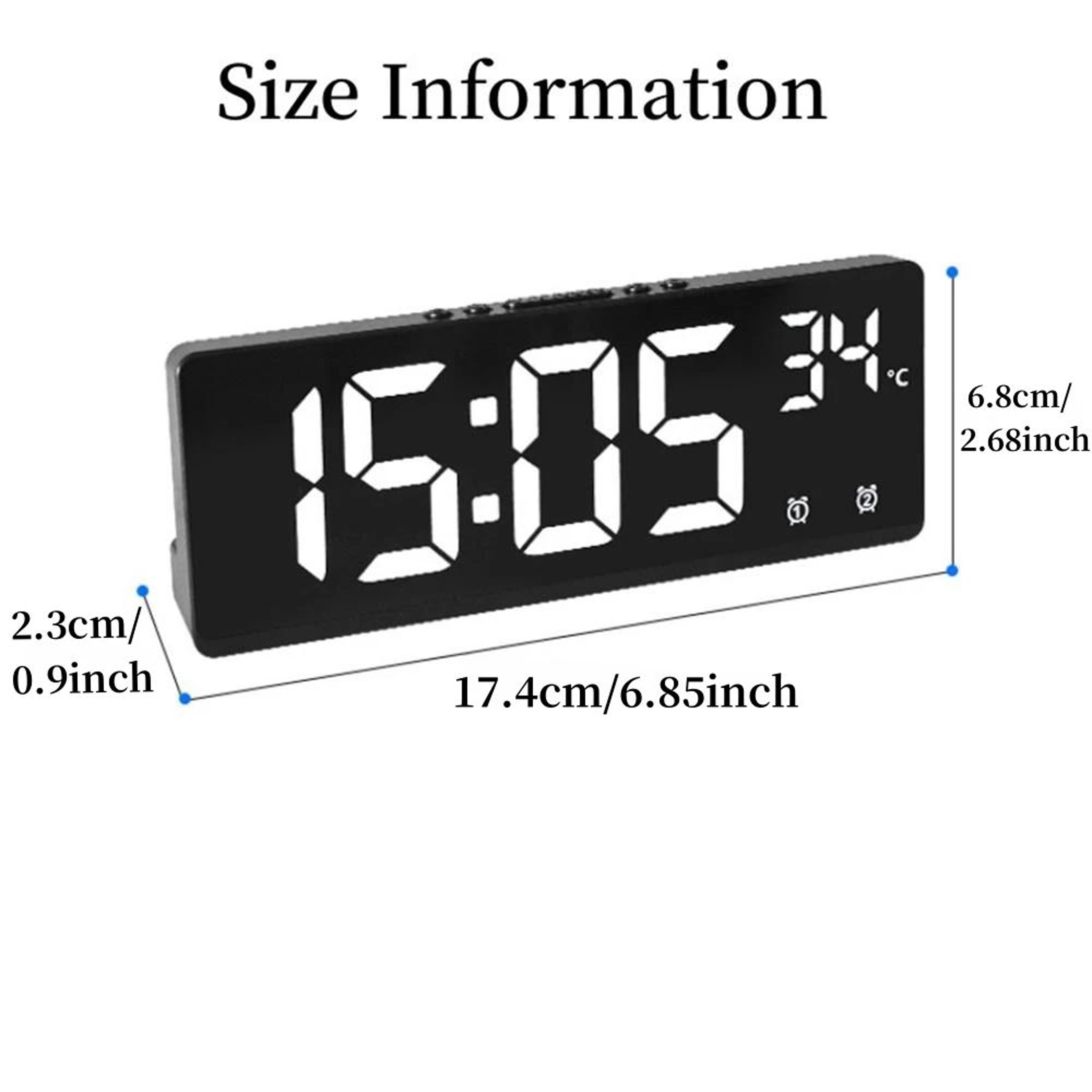 Voice Control LED Digital Alarm Clock With Dual Alarm And Temperature 5