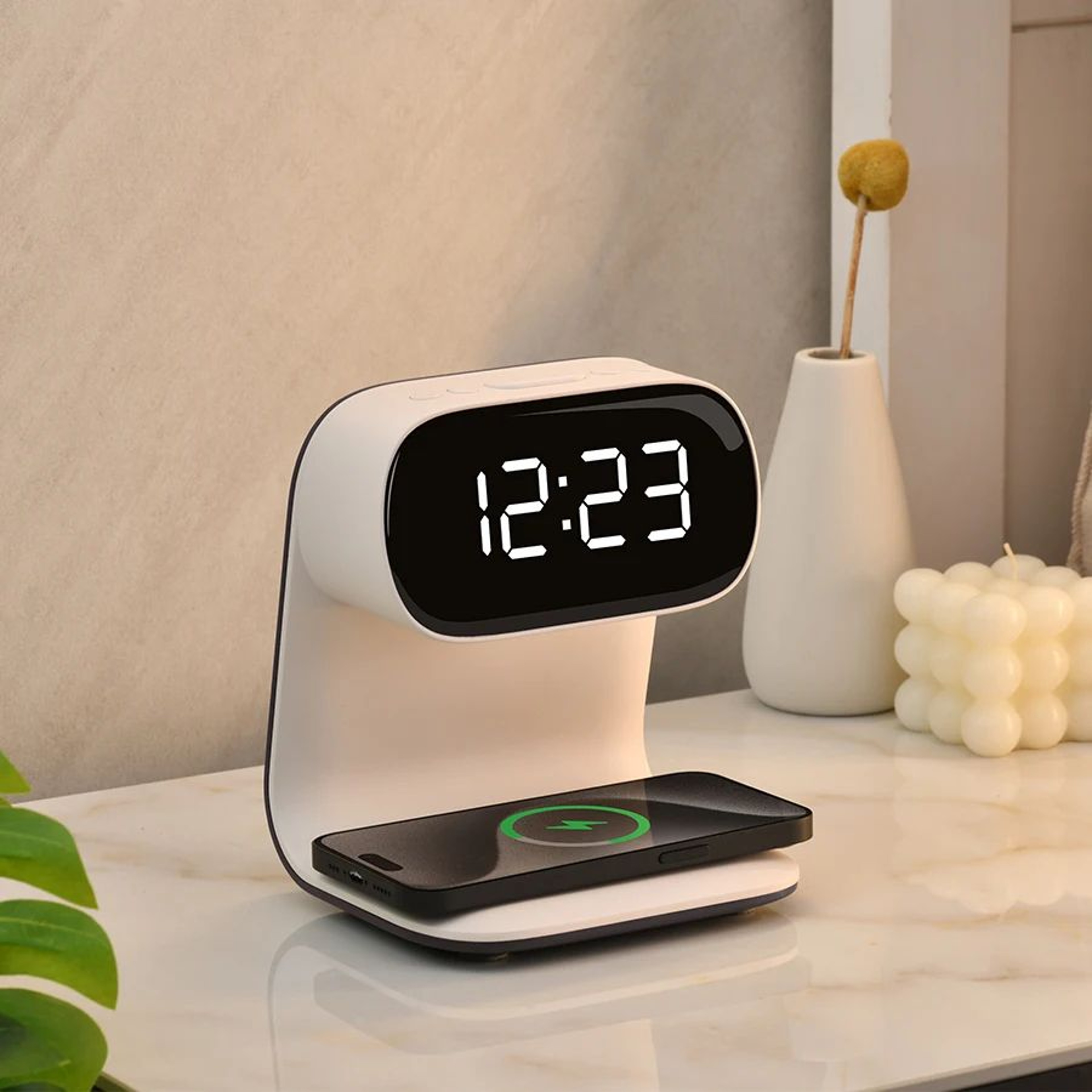 Multifunctional LED Alarm Clock With Night Light And Wireless Charging 2