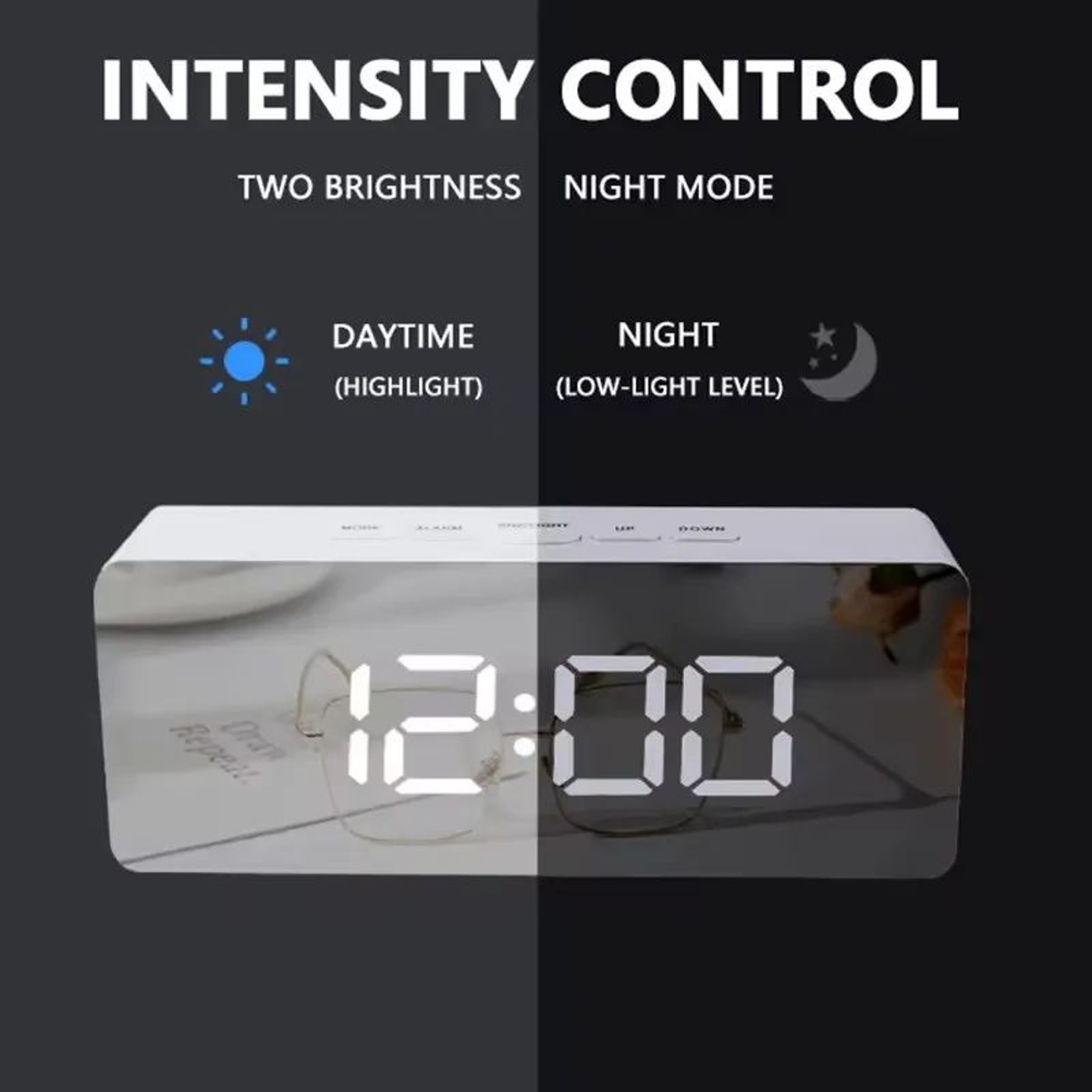 LED Mirror Digital Alarm Clock With Temperature And Snooze 4