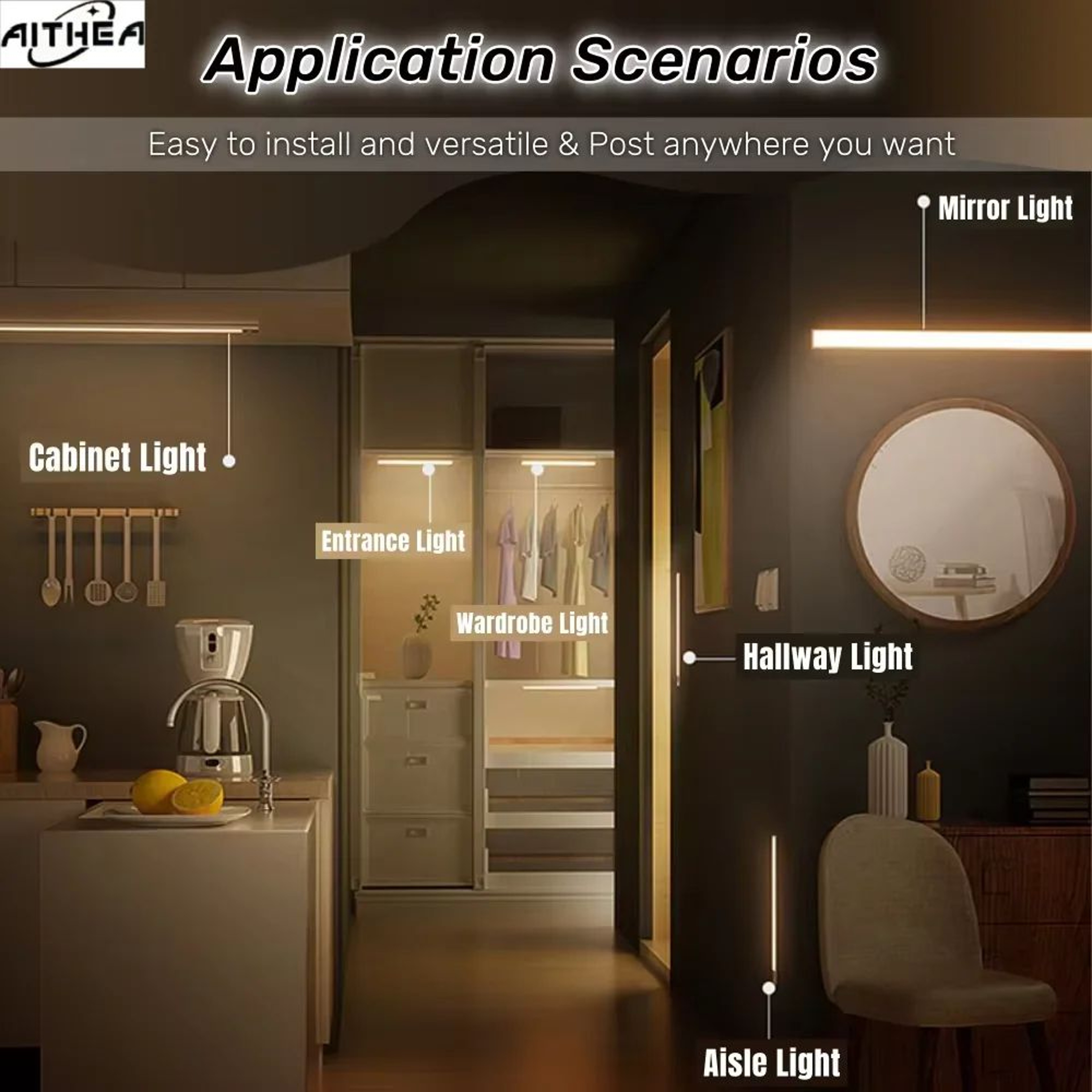 AITHEA Rechargeable Motion Sensor LED Bar Light 3