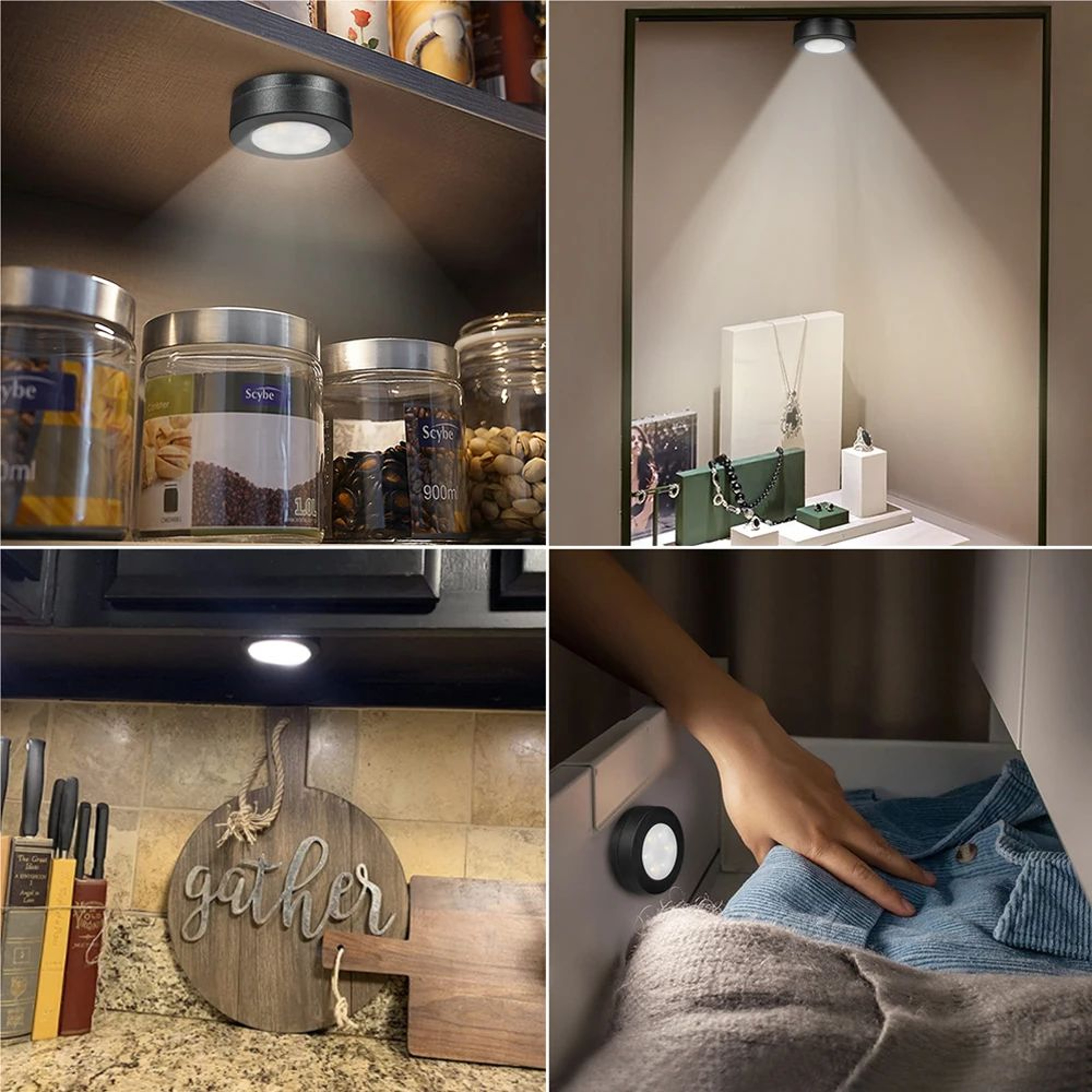 Dimmable Round LED Under Cabinet Lights With Remote Control 3