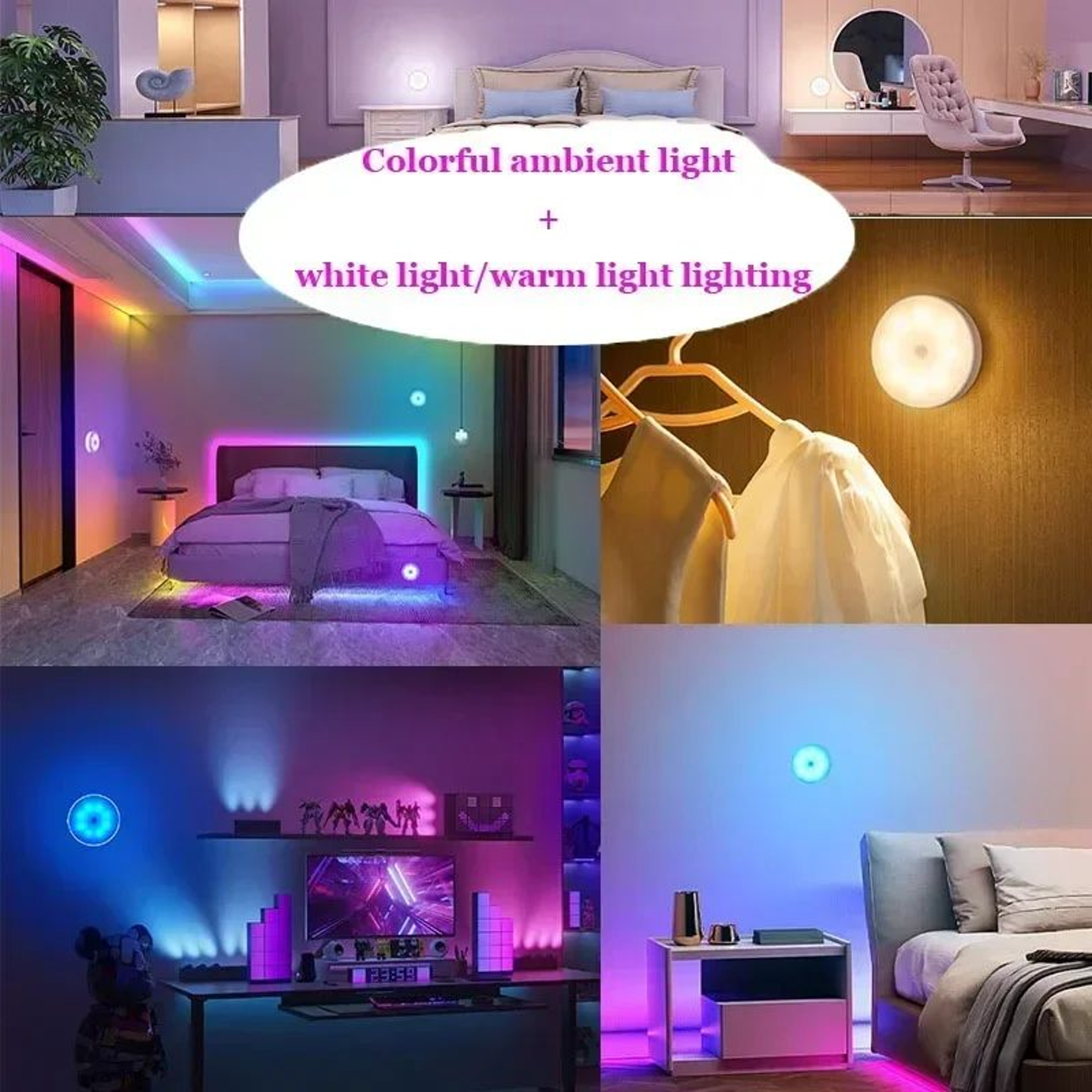 Rechargeable PIR Motion Sensor RGB LED Night Light 3