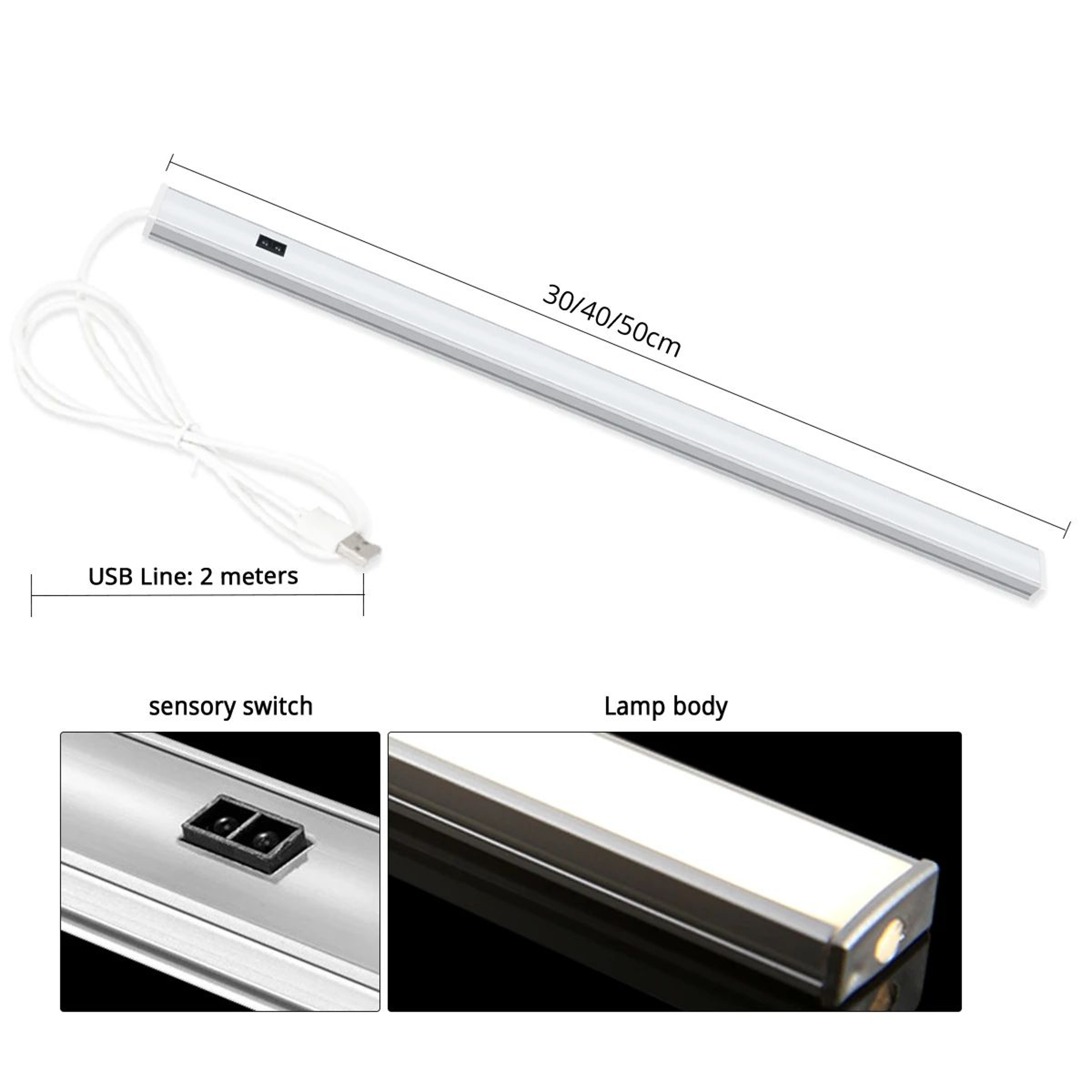 Hand Sweep Sensor USB LED Cabinet Light Bar 5
