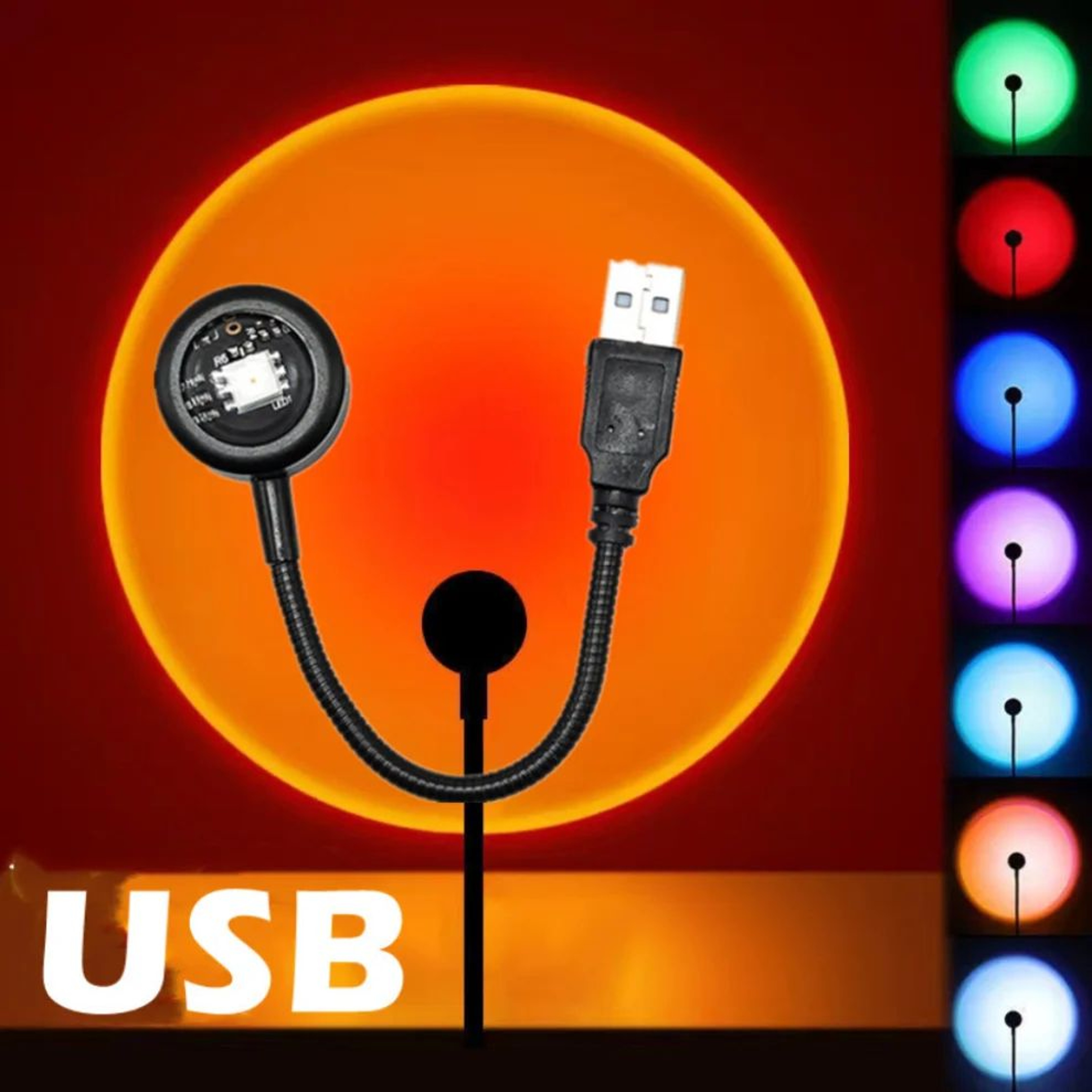 USB LED Sunset Rainbow Projector Night Light 0