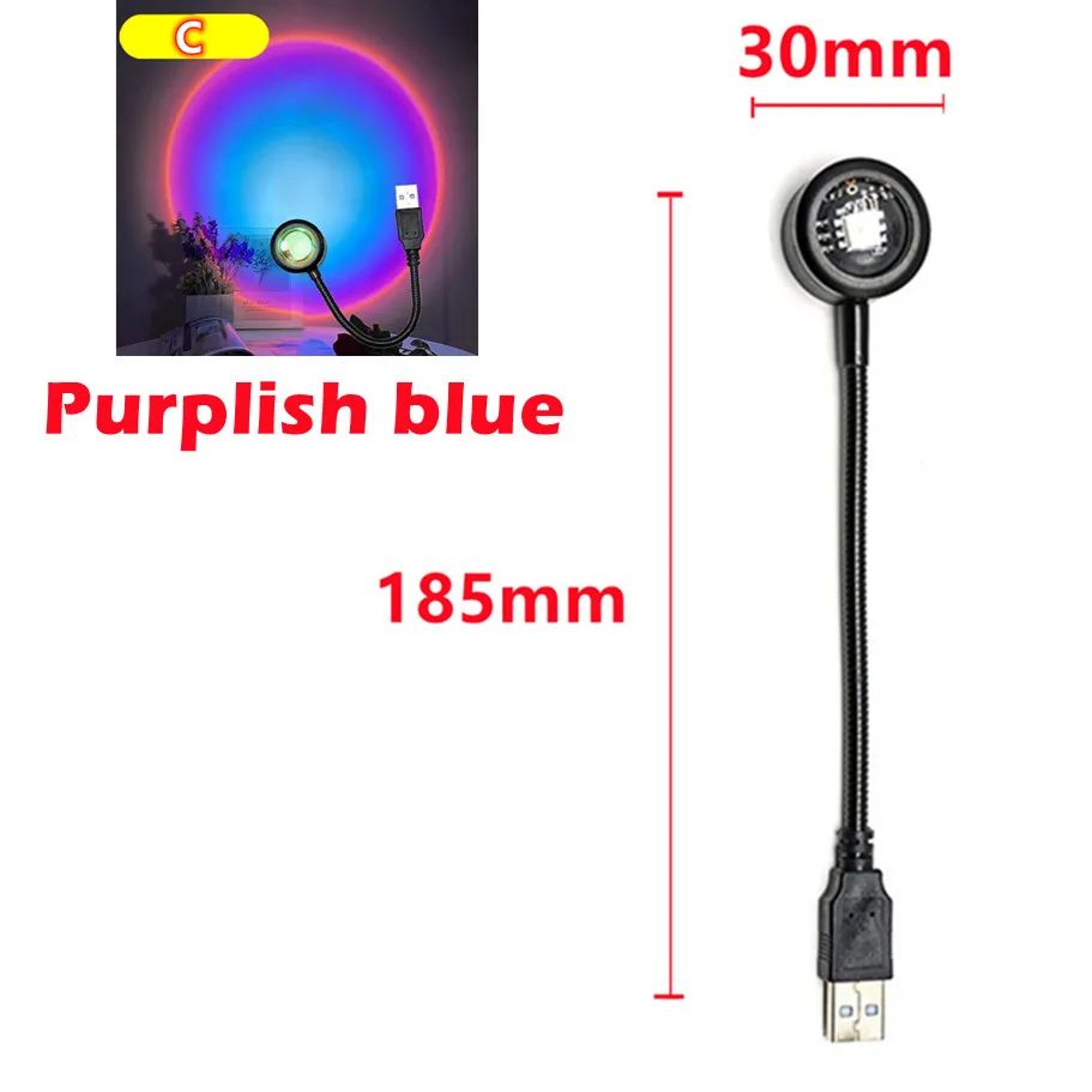 USB LED Sunset Rainbow Projector Night Light 8