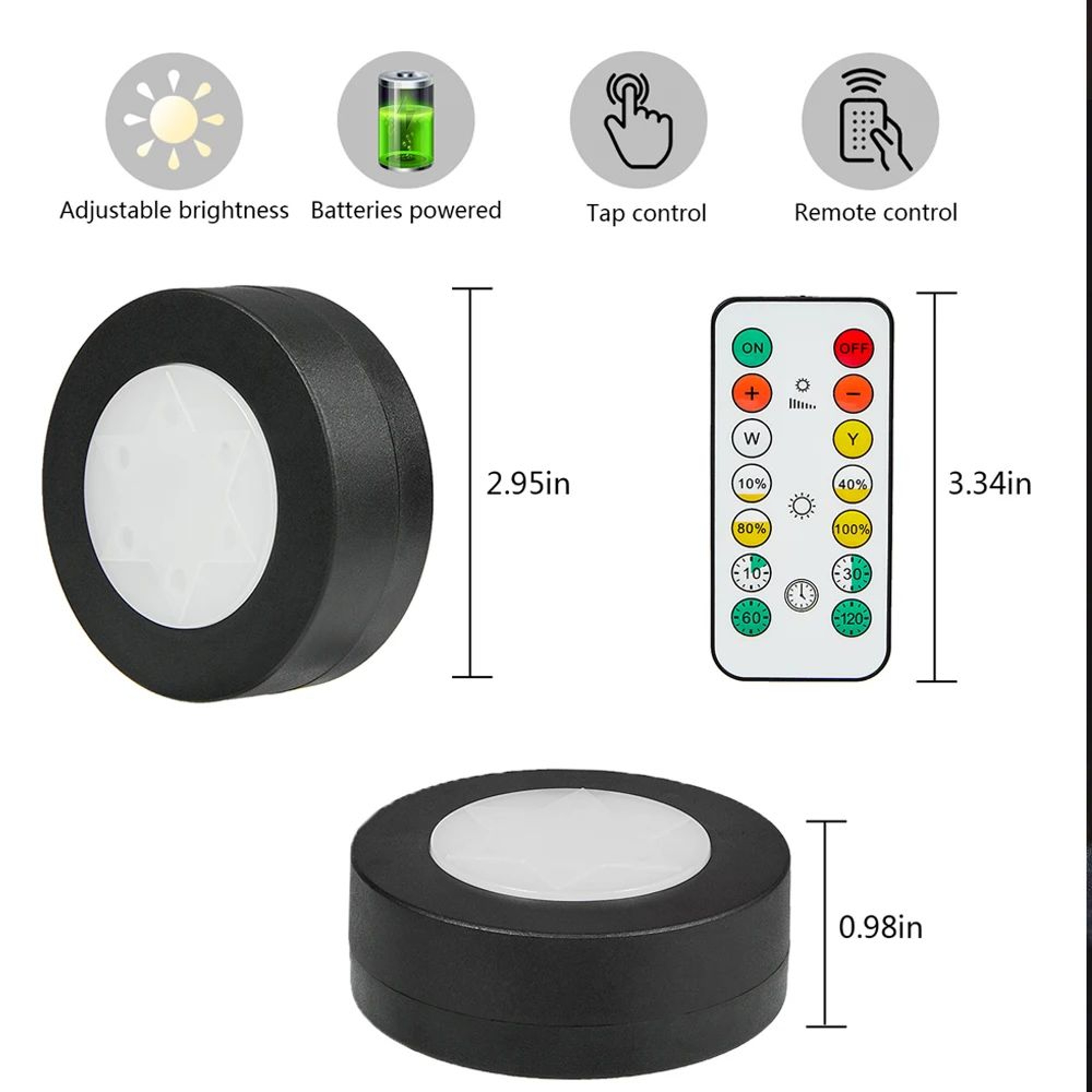 Round Dimmable LED Cabinet Light With Remote Control 4