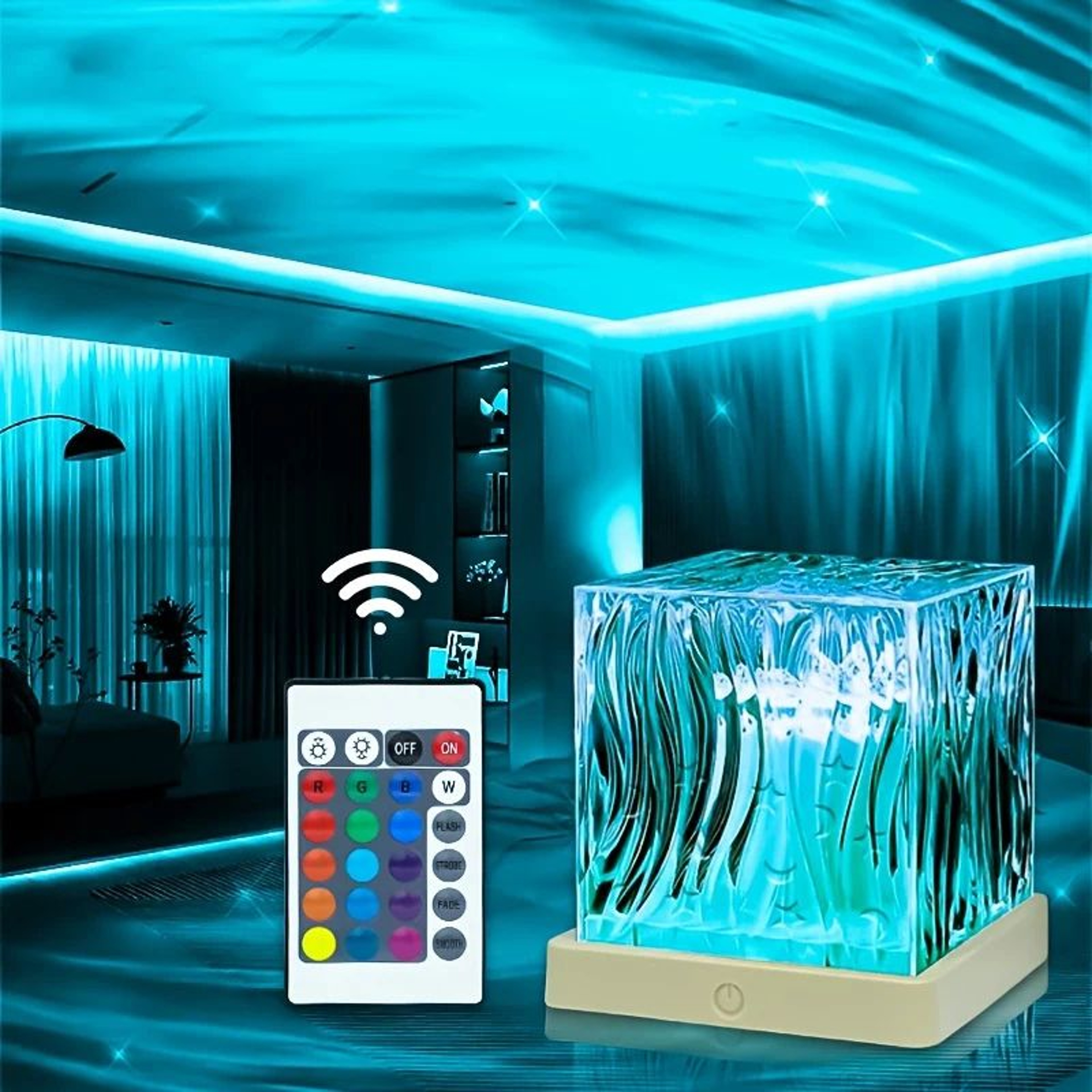 16 Color RGB Aurora Crystal LED Night Light Projector 0