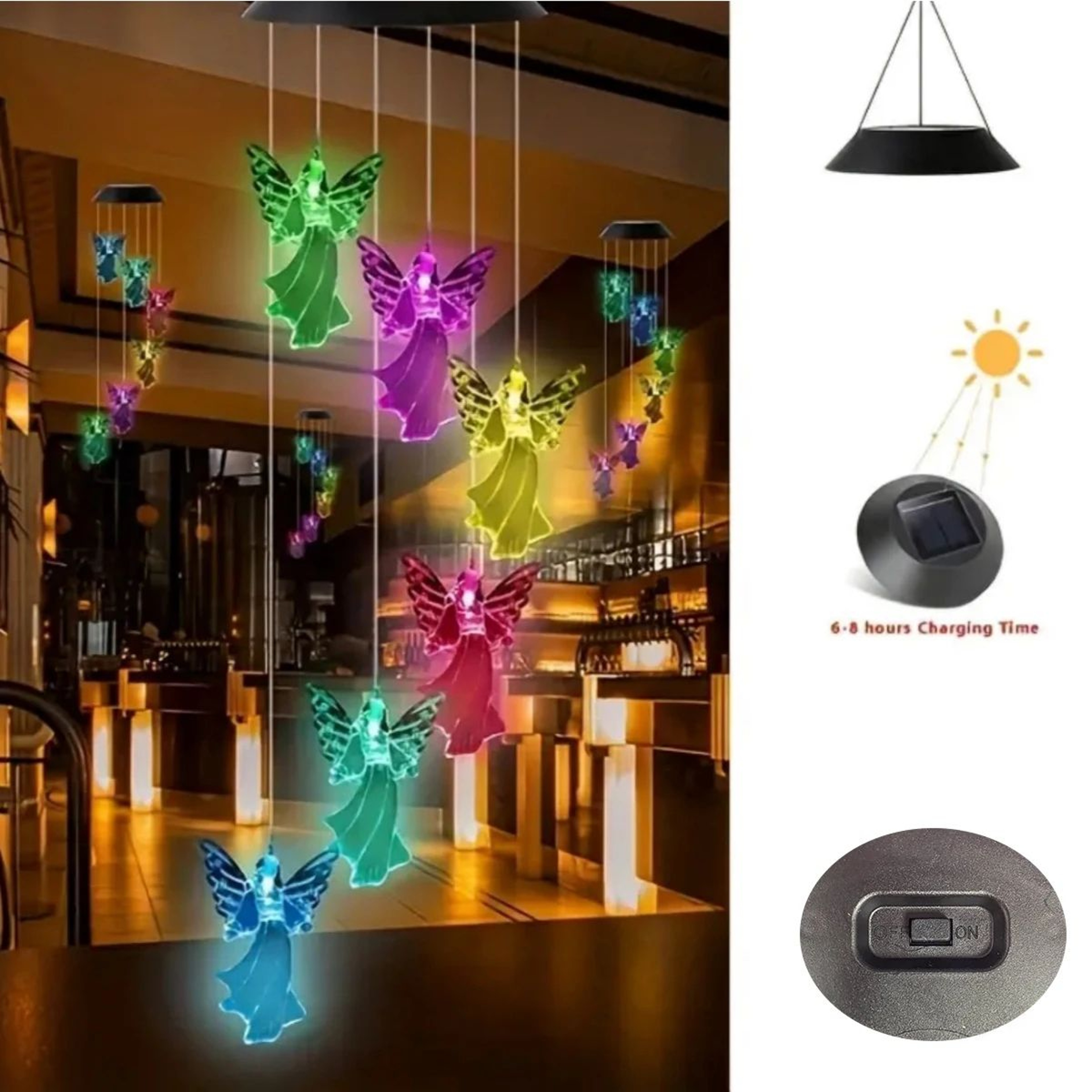 Color Changing LED Wind Chime Hanging Garden Light 8
