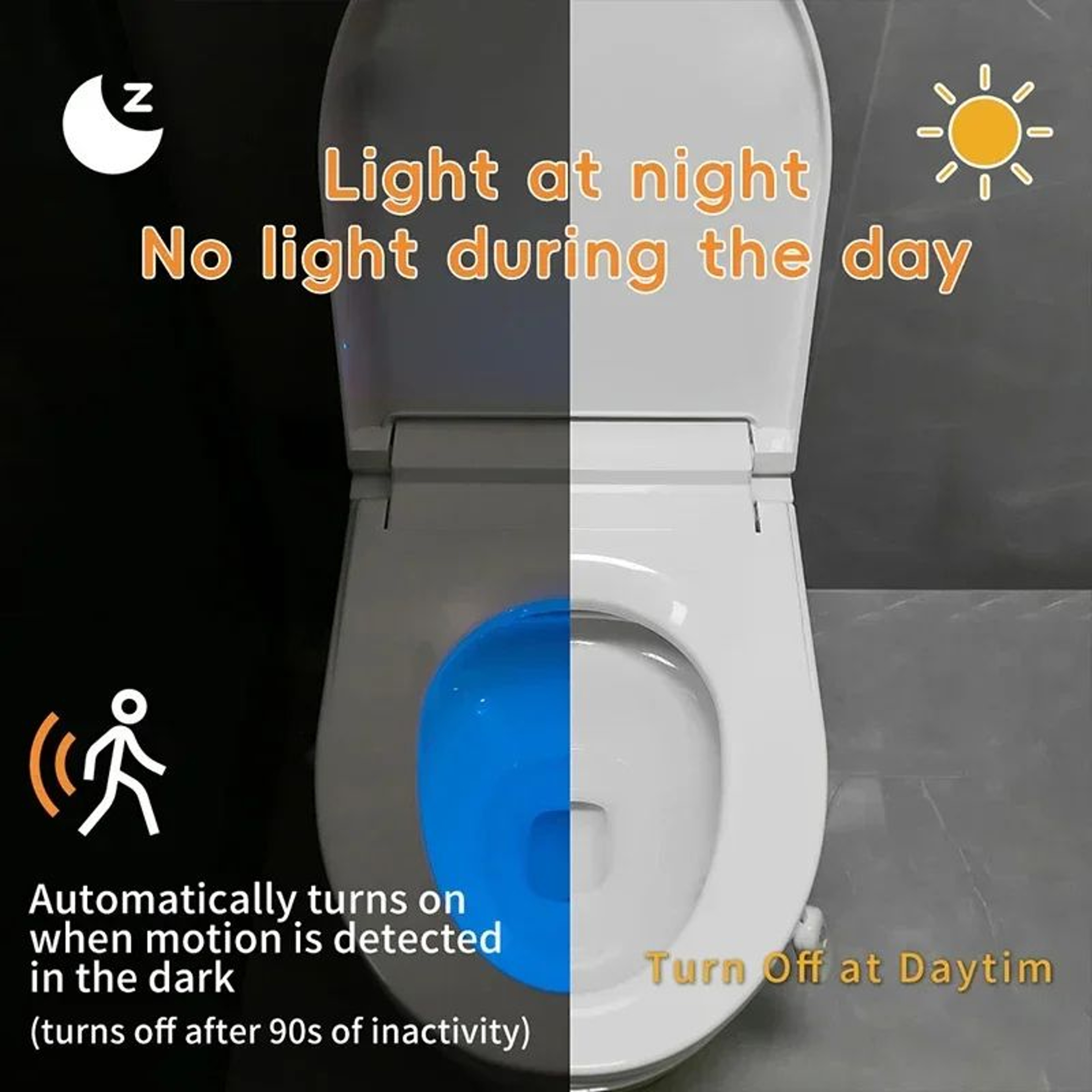 Rechargeable Motion Sensor Bathroom Night Light With 8 Colors 3