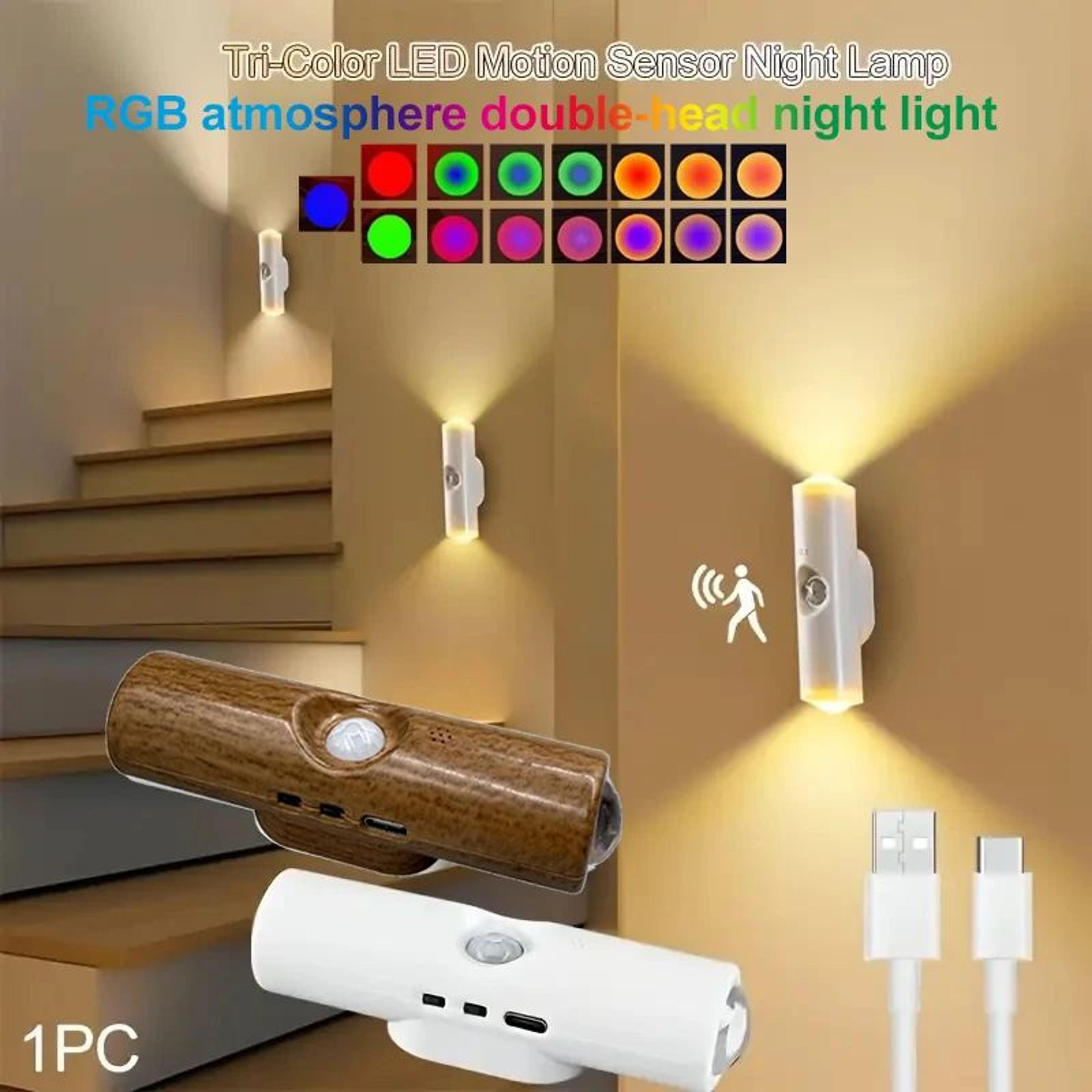 RGB Motion Sensor Magnetic LED Night Light 0