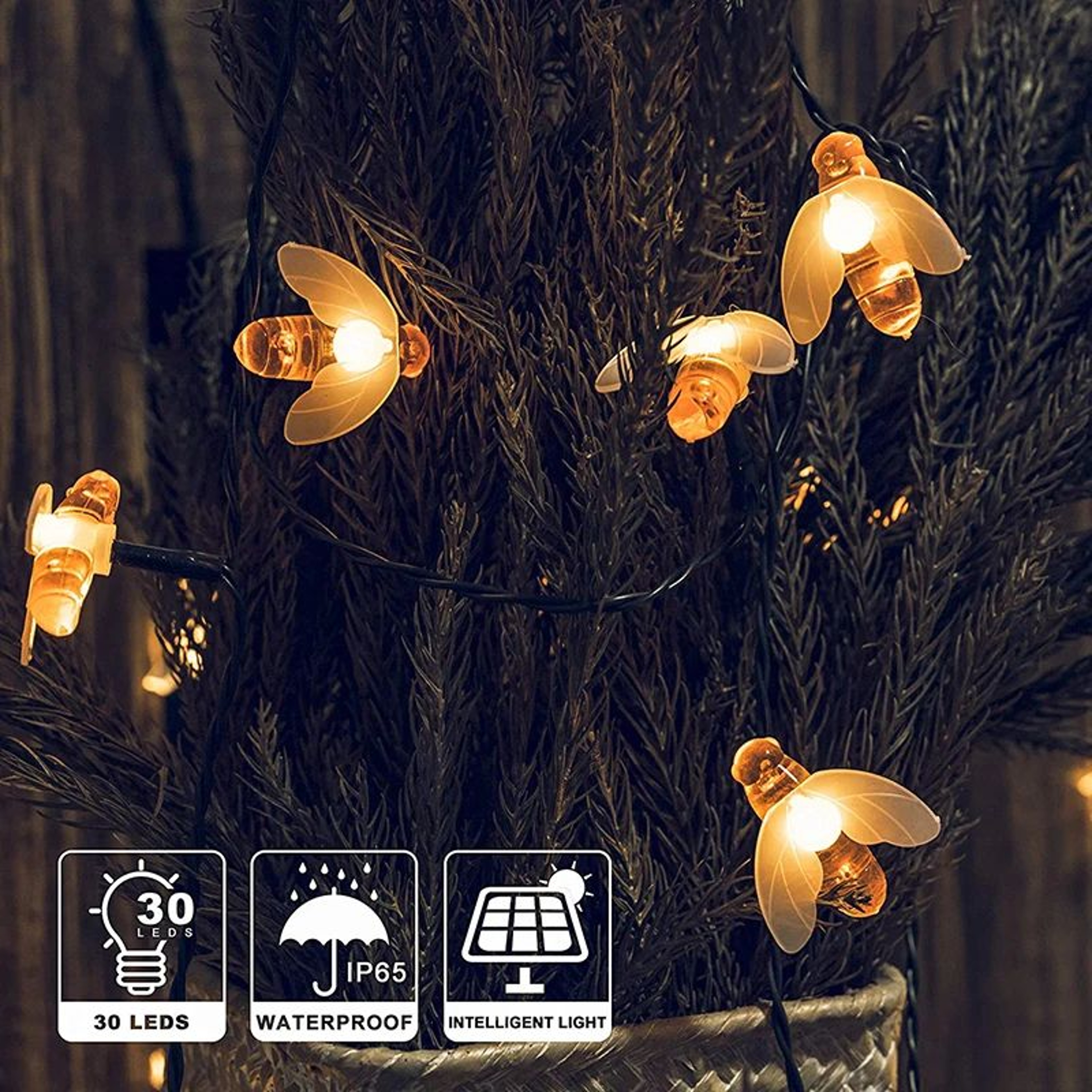 Solar Bee String Lights Outdoor Fairy Garden Decor 1