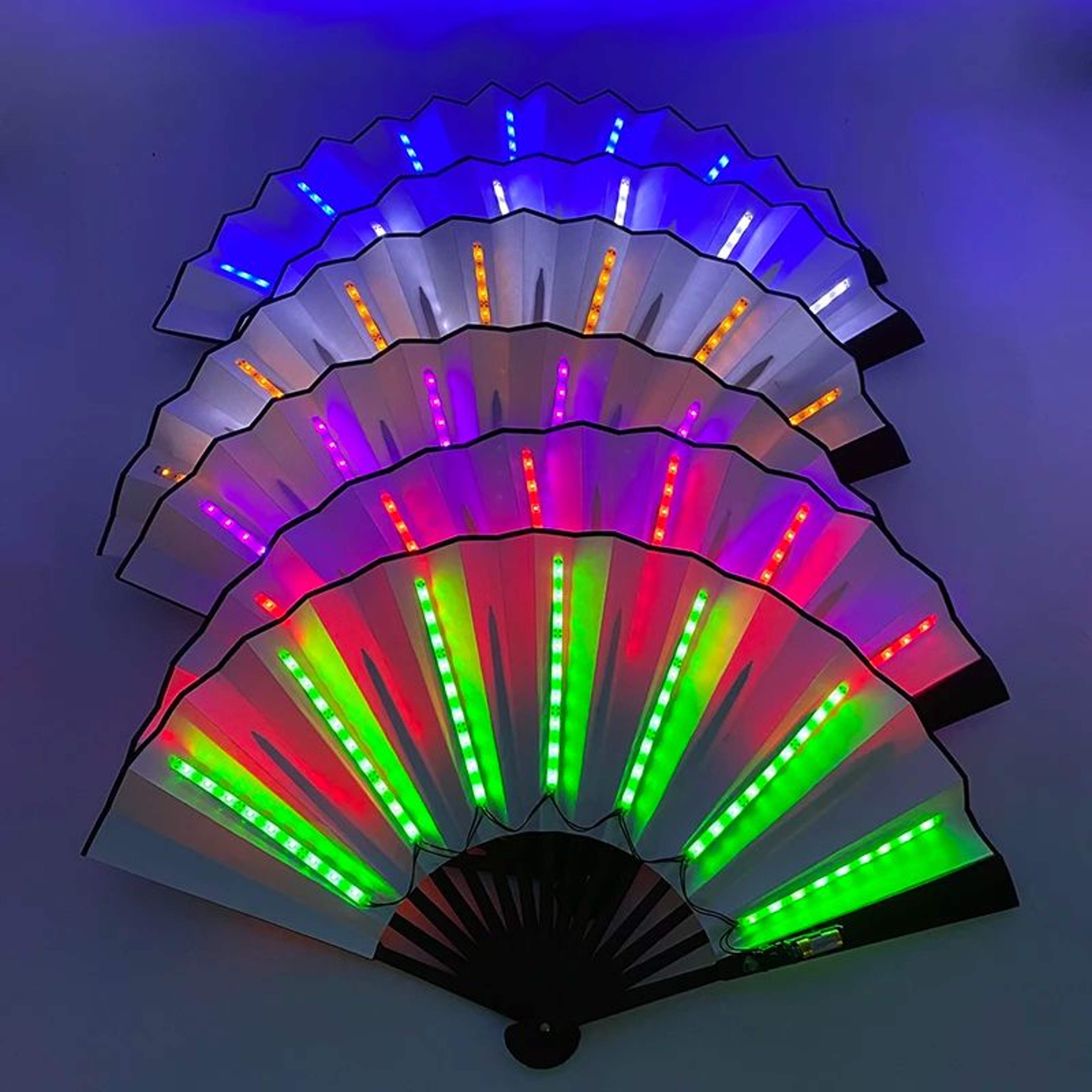LED Neon Folding Rave Hand Fan Party Light 3