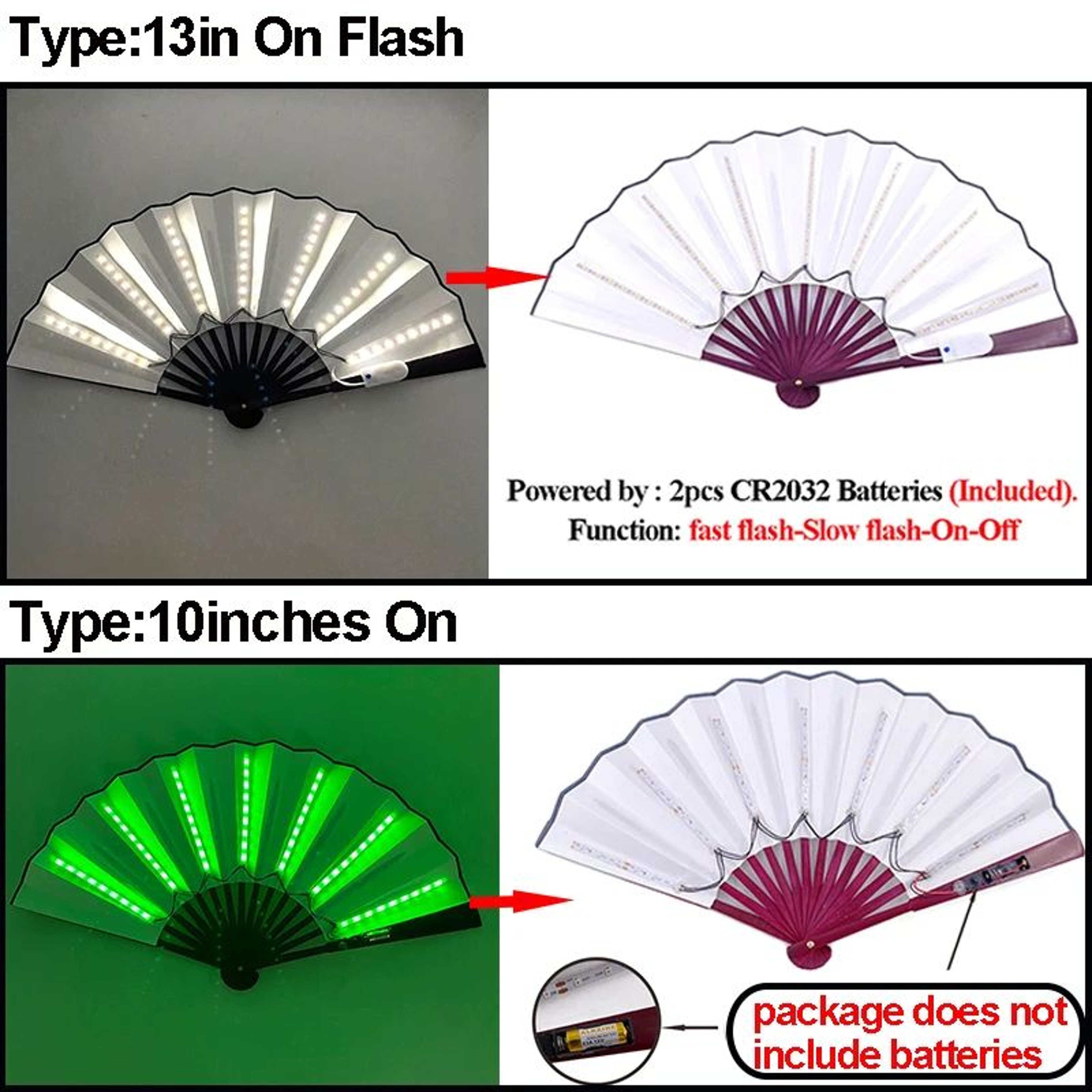 LED Neon Folding Rave Hand Fan Party Light 4
