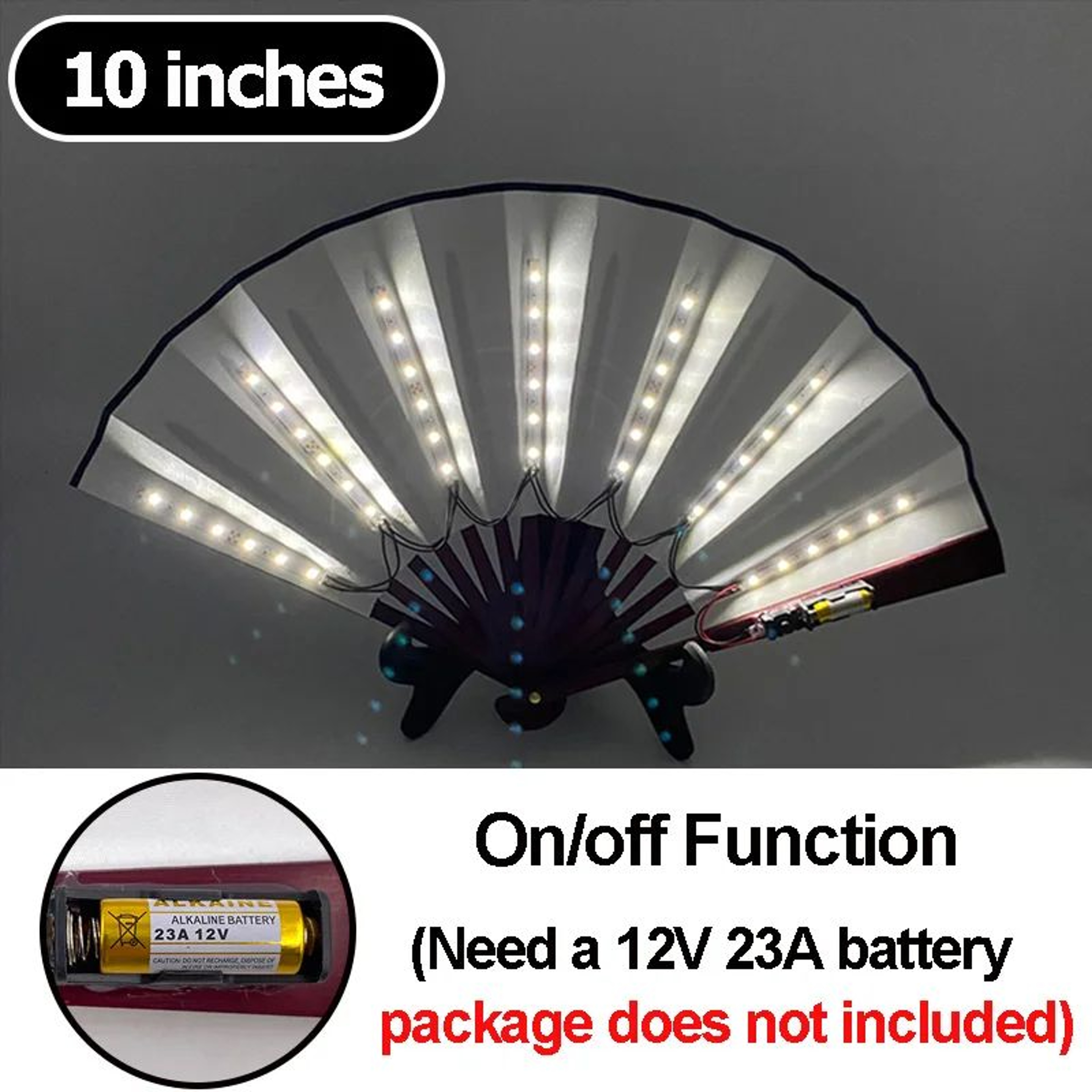 LED Neon Folding Rave Hand Fan Party Light 9