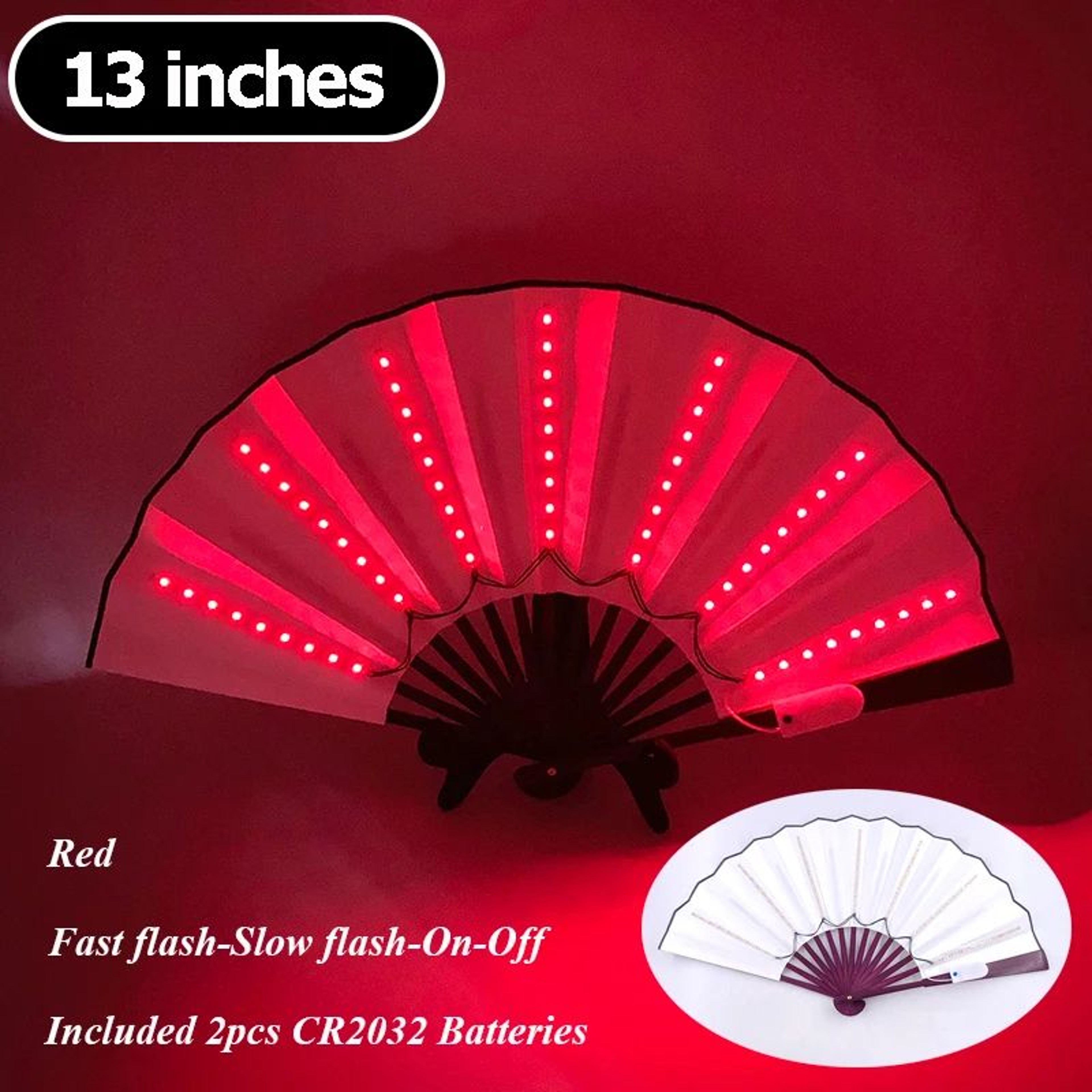 LED Neon Folding Rave Hand Fan Party Light 13