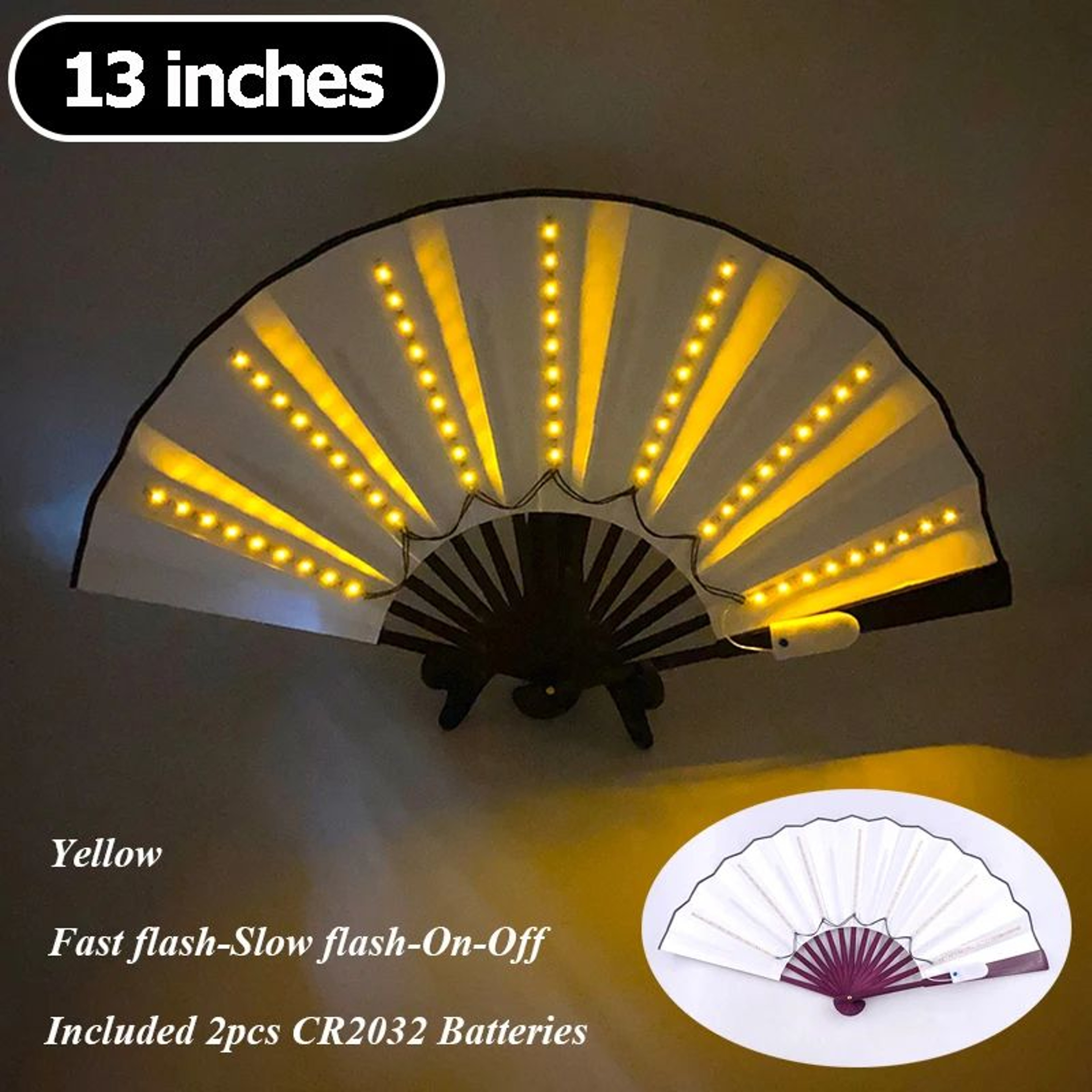LED Neon Folding Rave Hand Fan Party Light 15