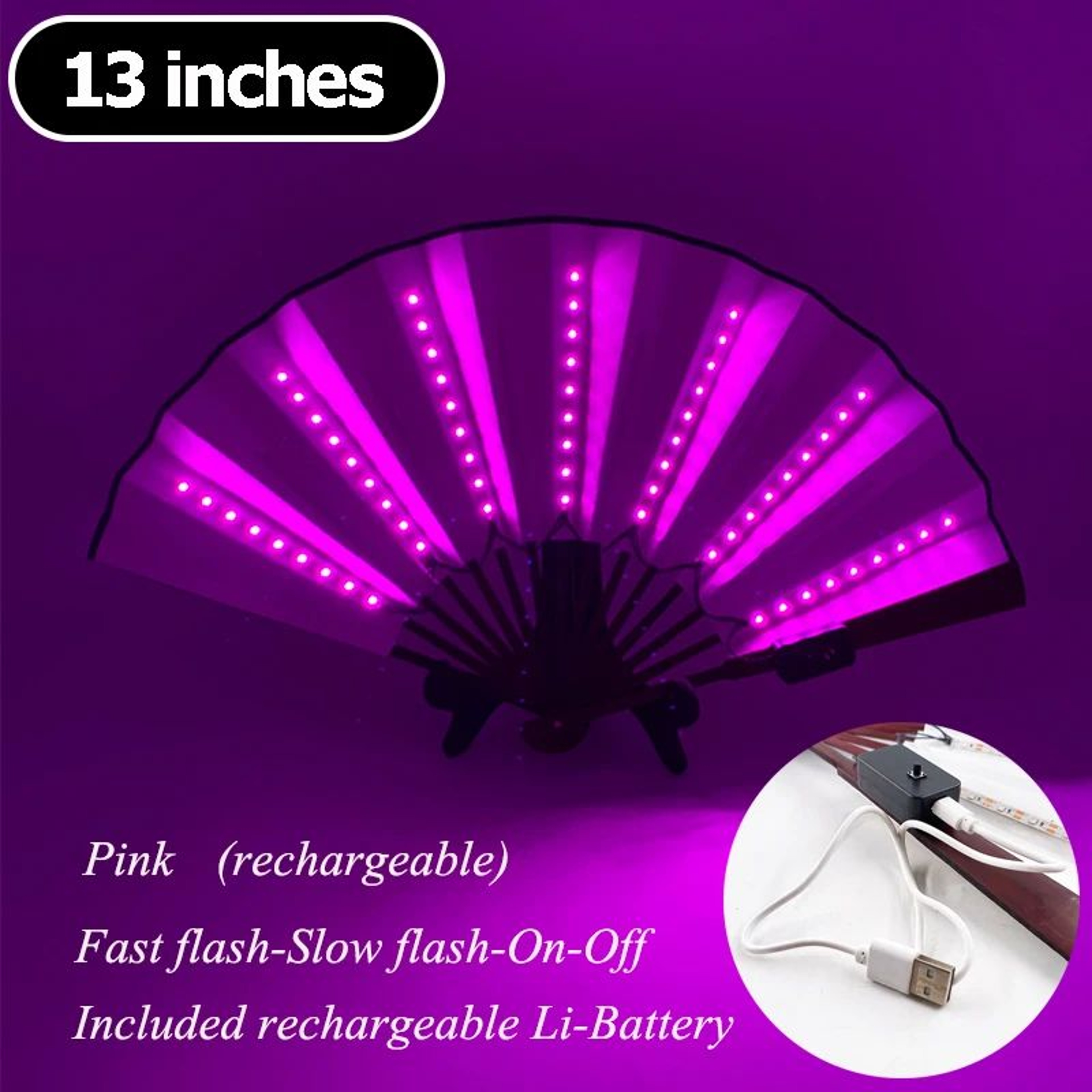 LED Neon Folding Rave Hand Fan Party Light 26