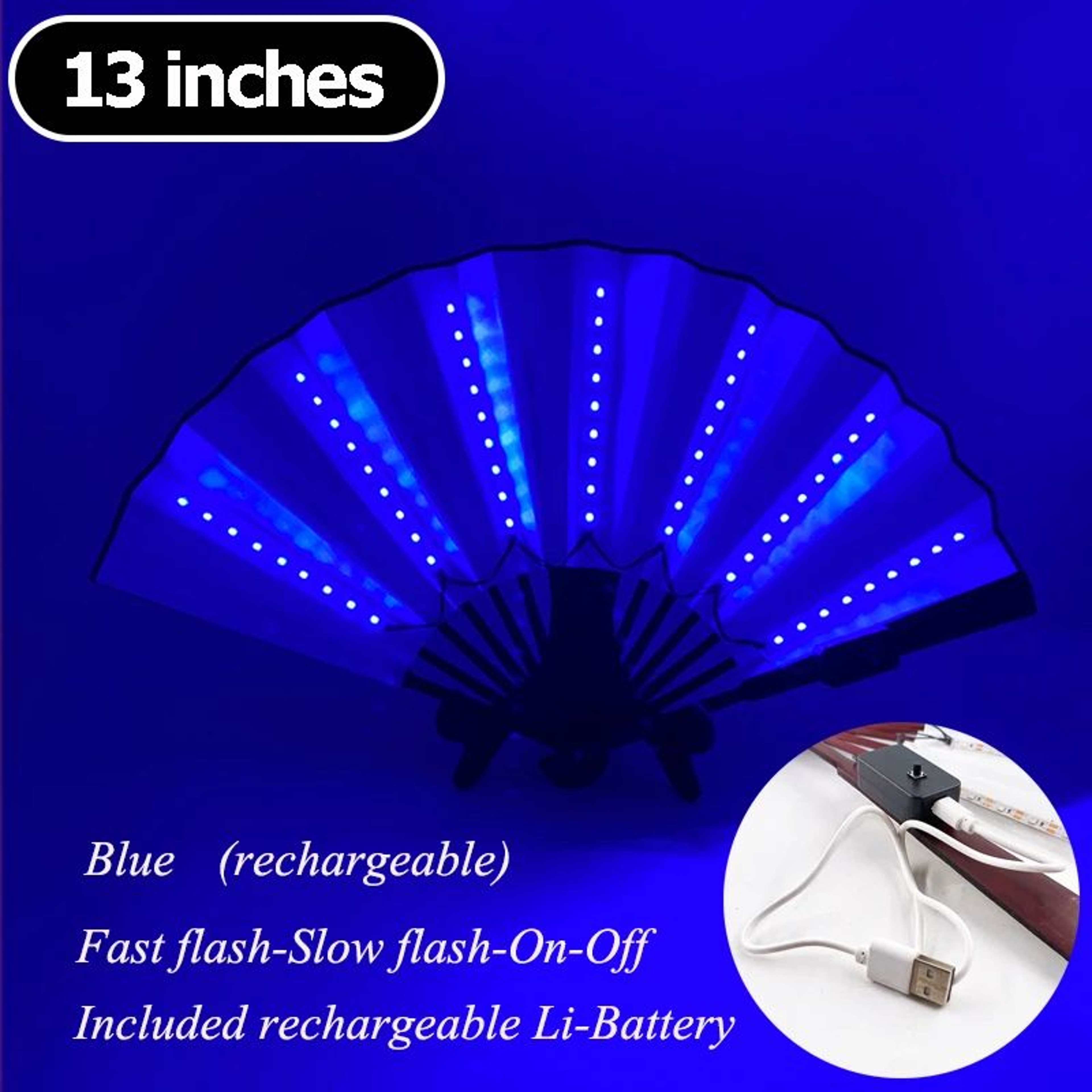 LED Neon Folding Rave Hand Fan Party Light 22