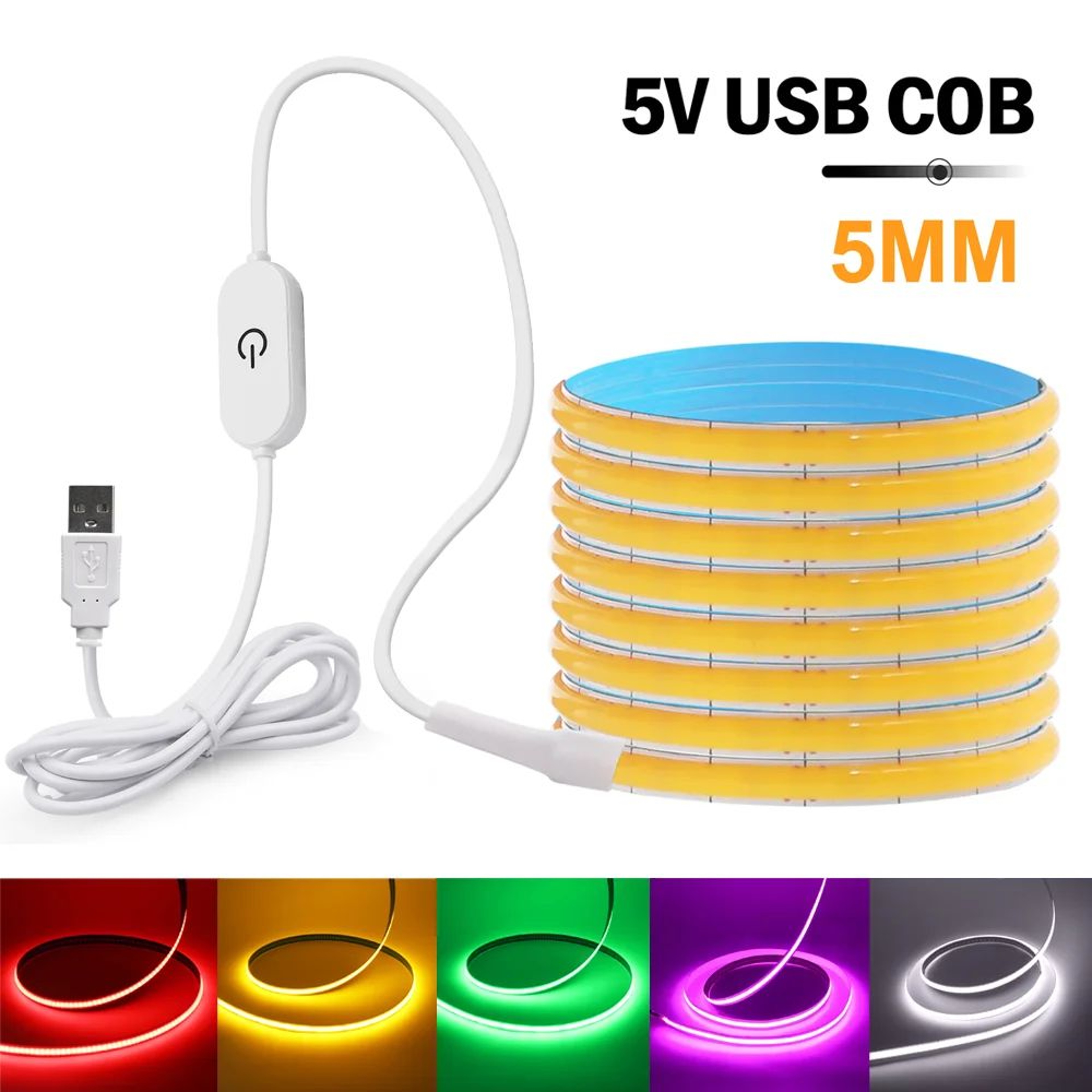 USB COB LED Light Strip With Touch Dimmer 0