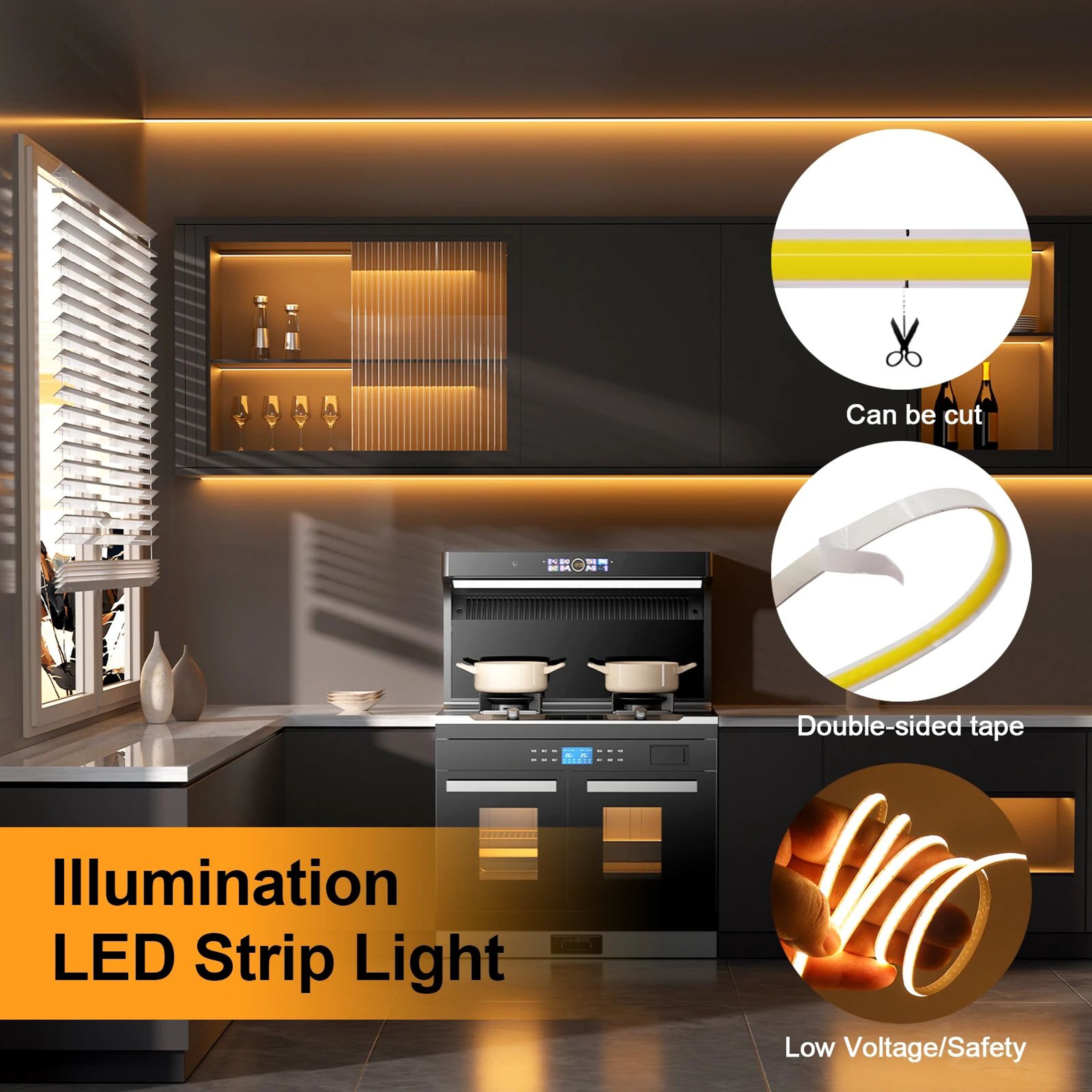 USB COB LED Light Strip With Touch Dimmer 4