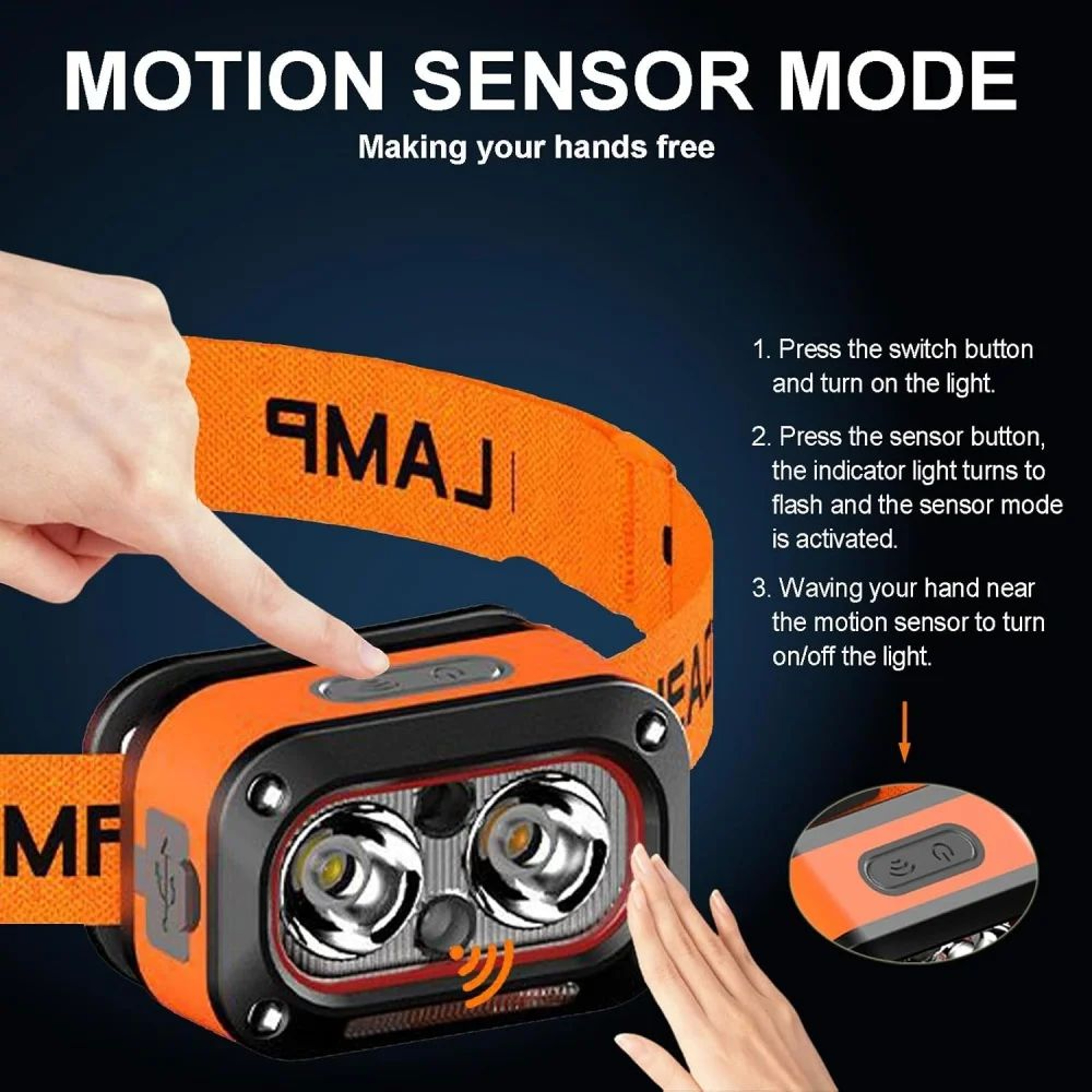 Rechargeable Motion Sensor LED Headlamp 3