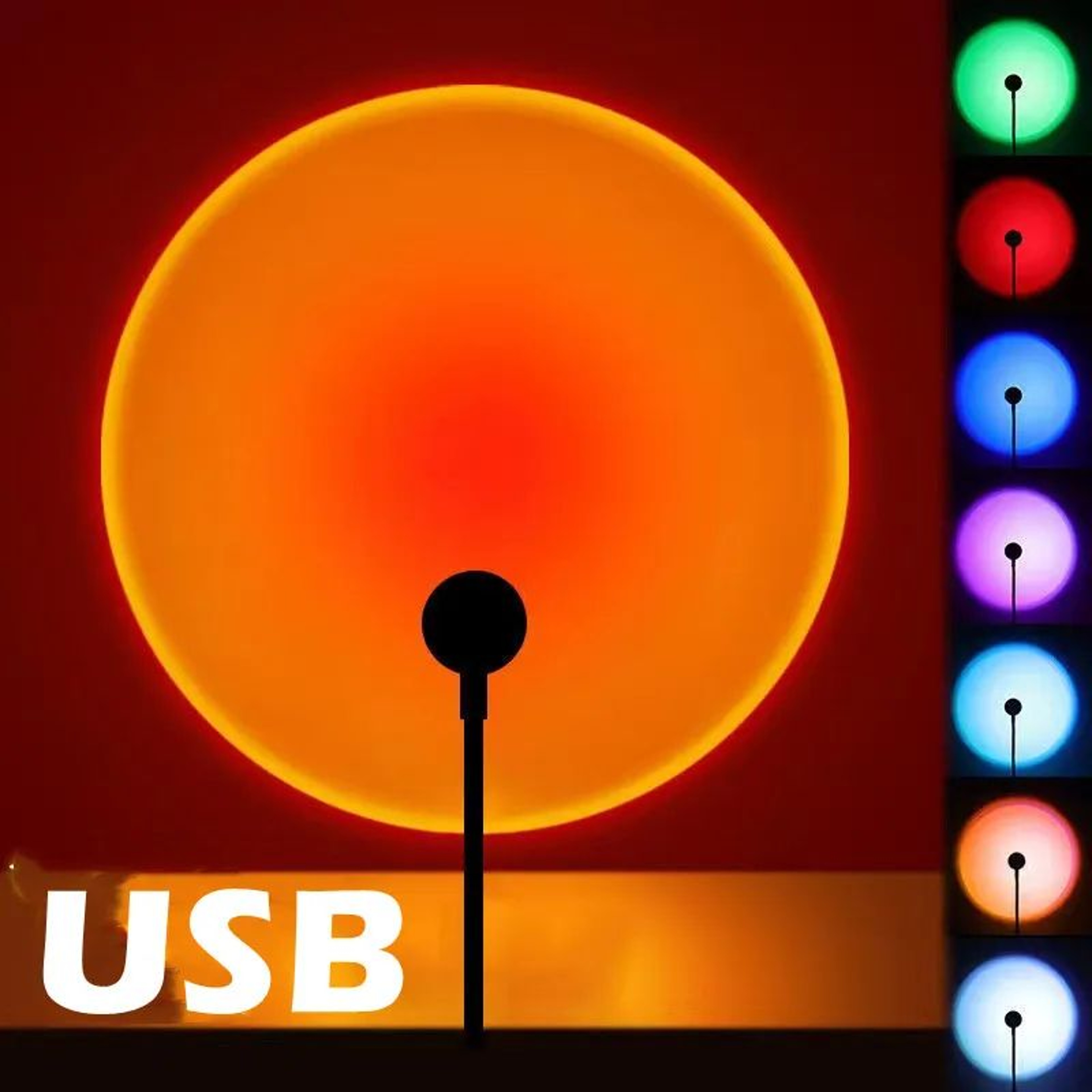 USB Sunset Projection Mood Lamp Night Light 0