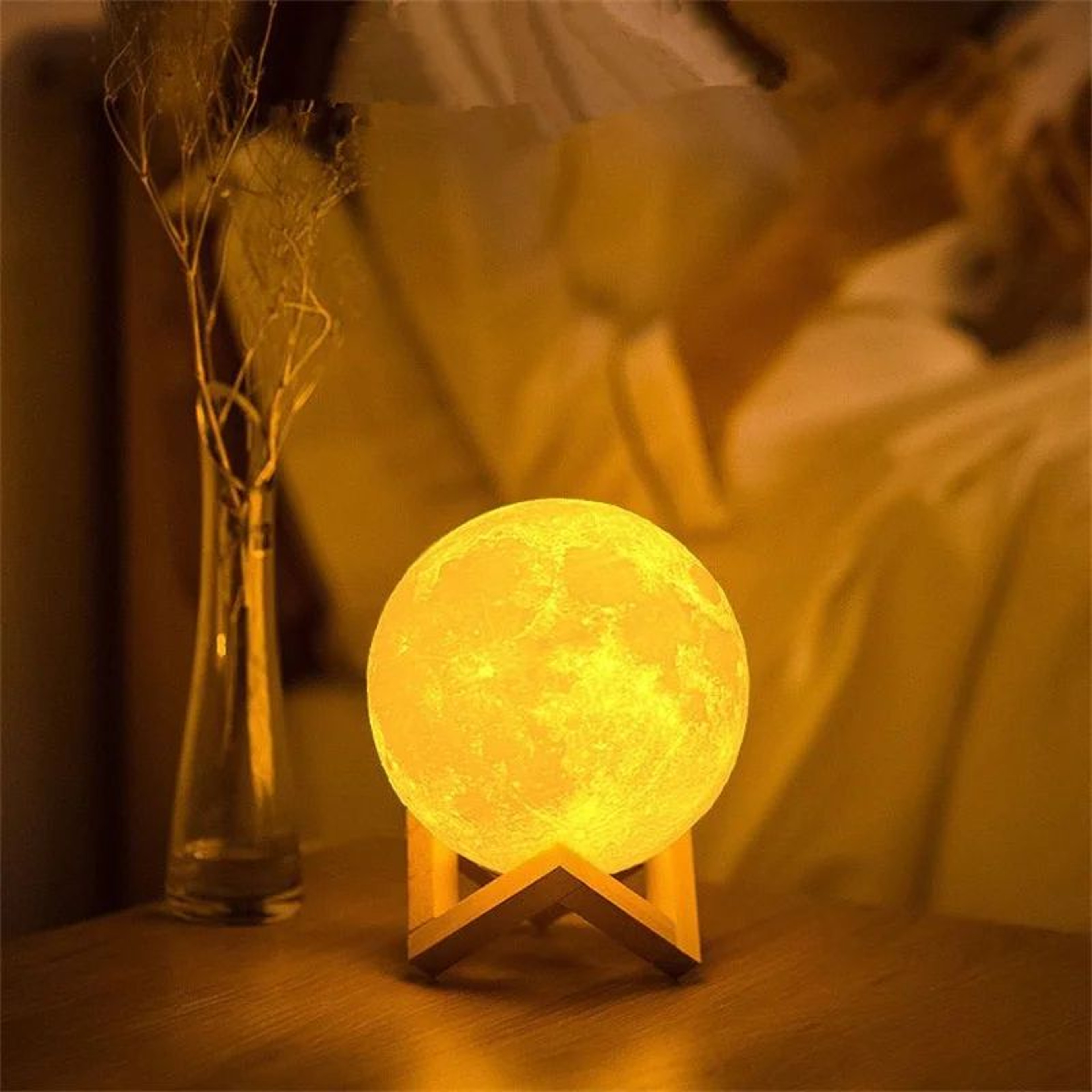 3D Printed Moon LED Night Light With Stand 5