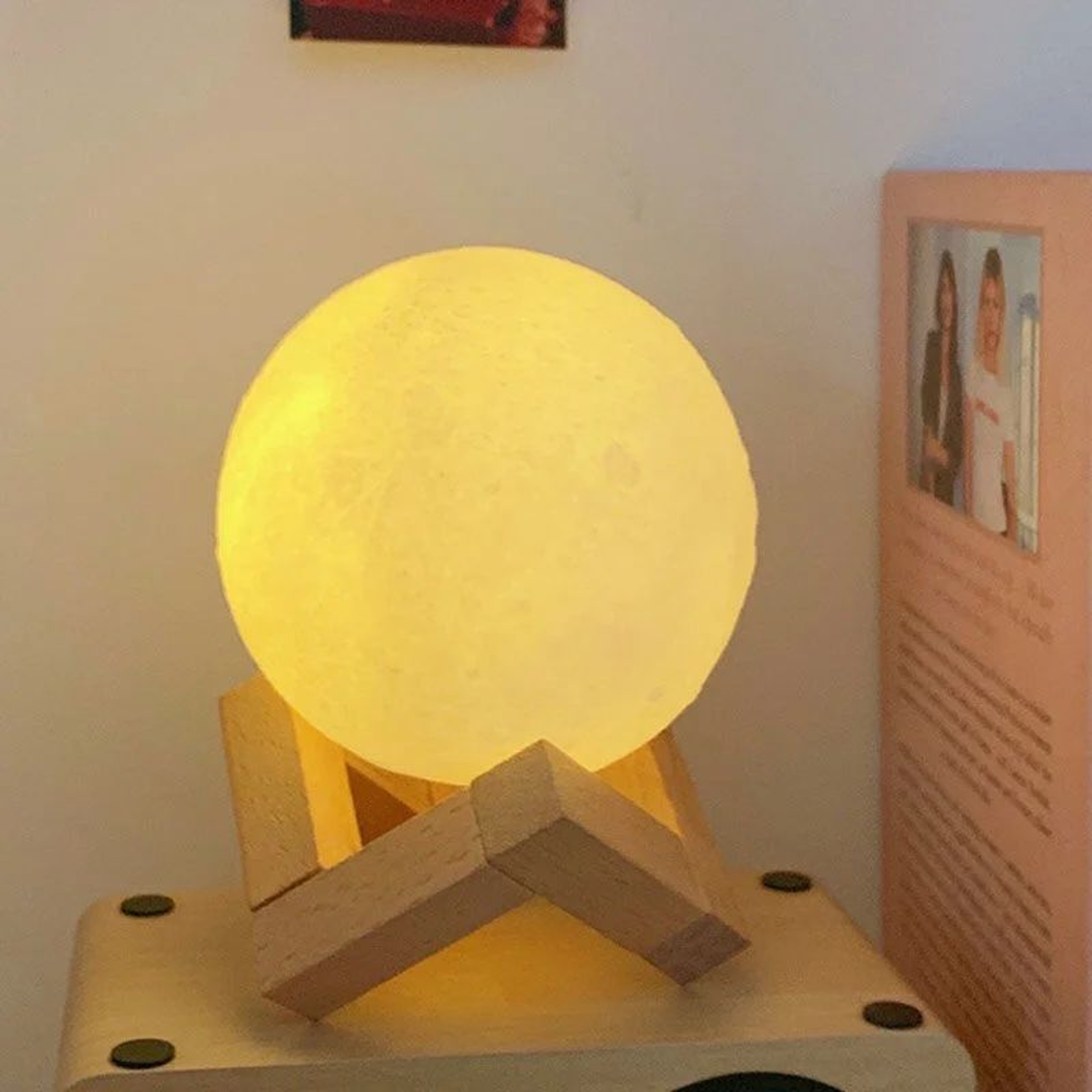 3D Printed Moon LED Night Light With Stand 1