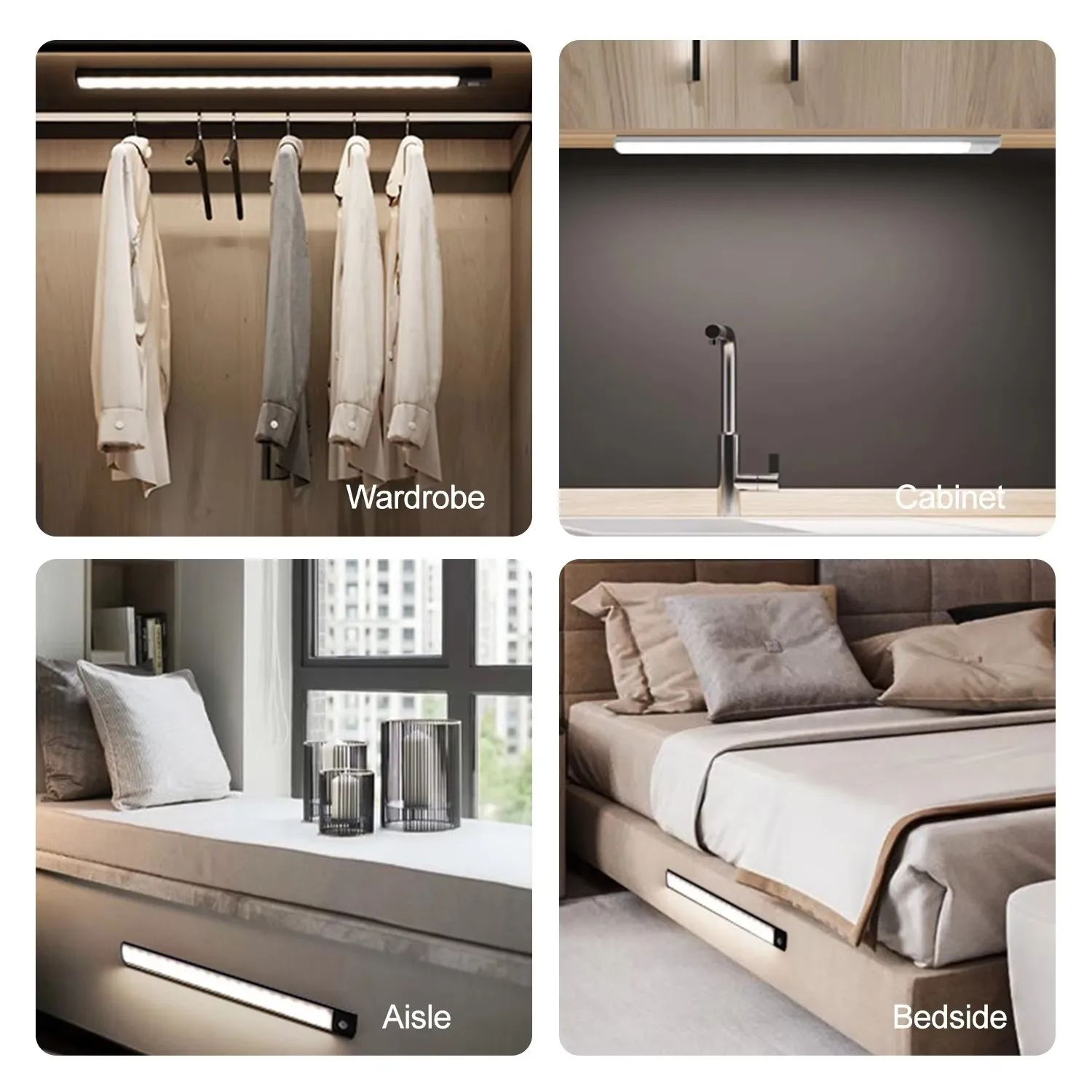 Ultra Thin Rechargeable Motion Sensor LED For Wardrobe Closet Cabinet Lighting 5