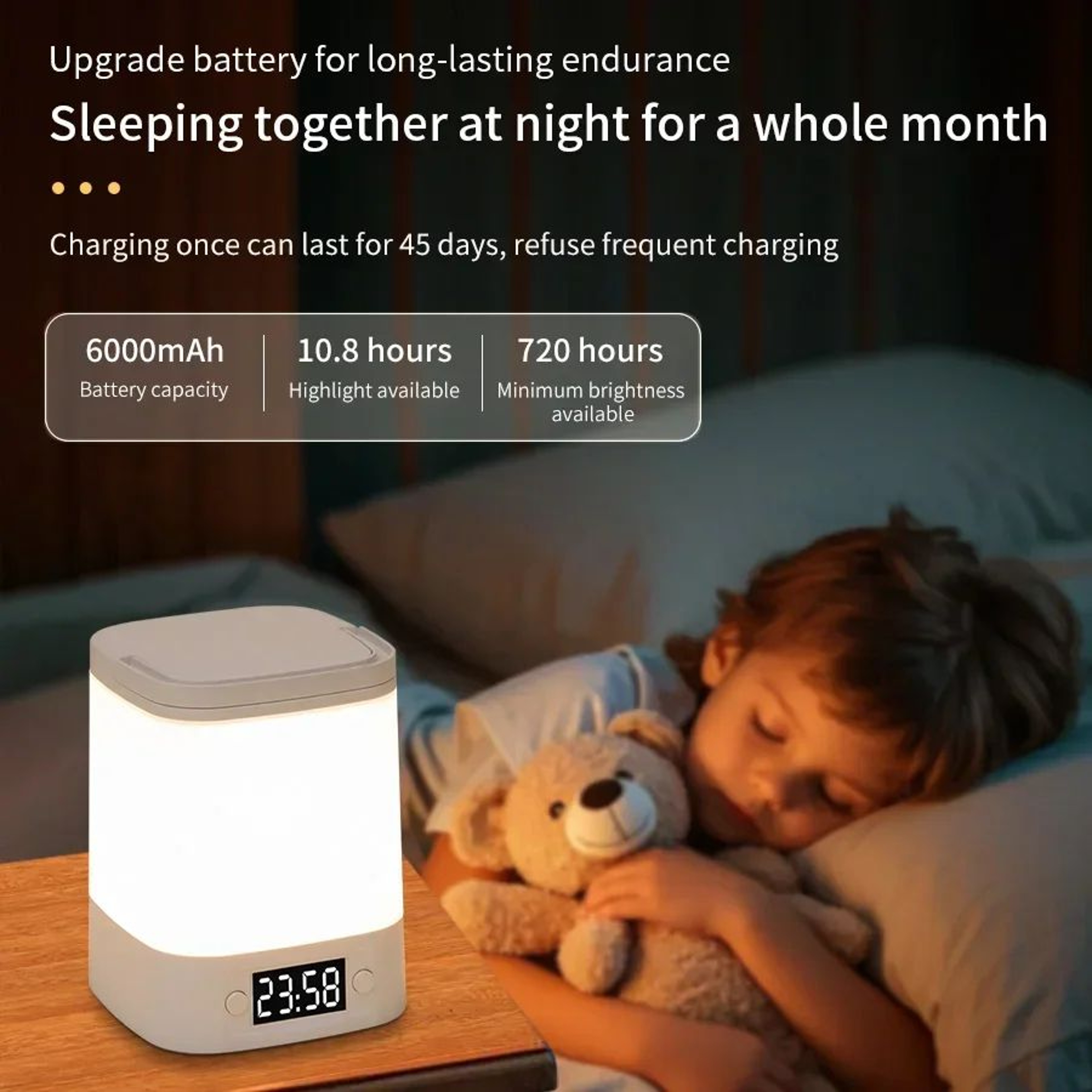 Touch Dimmable Rechargeable LED Bedside Night Lamp 4