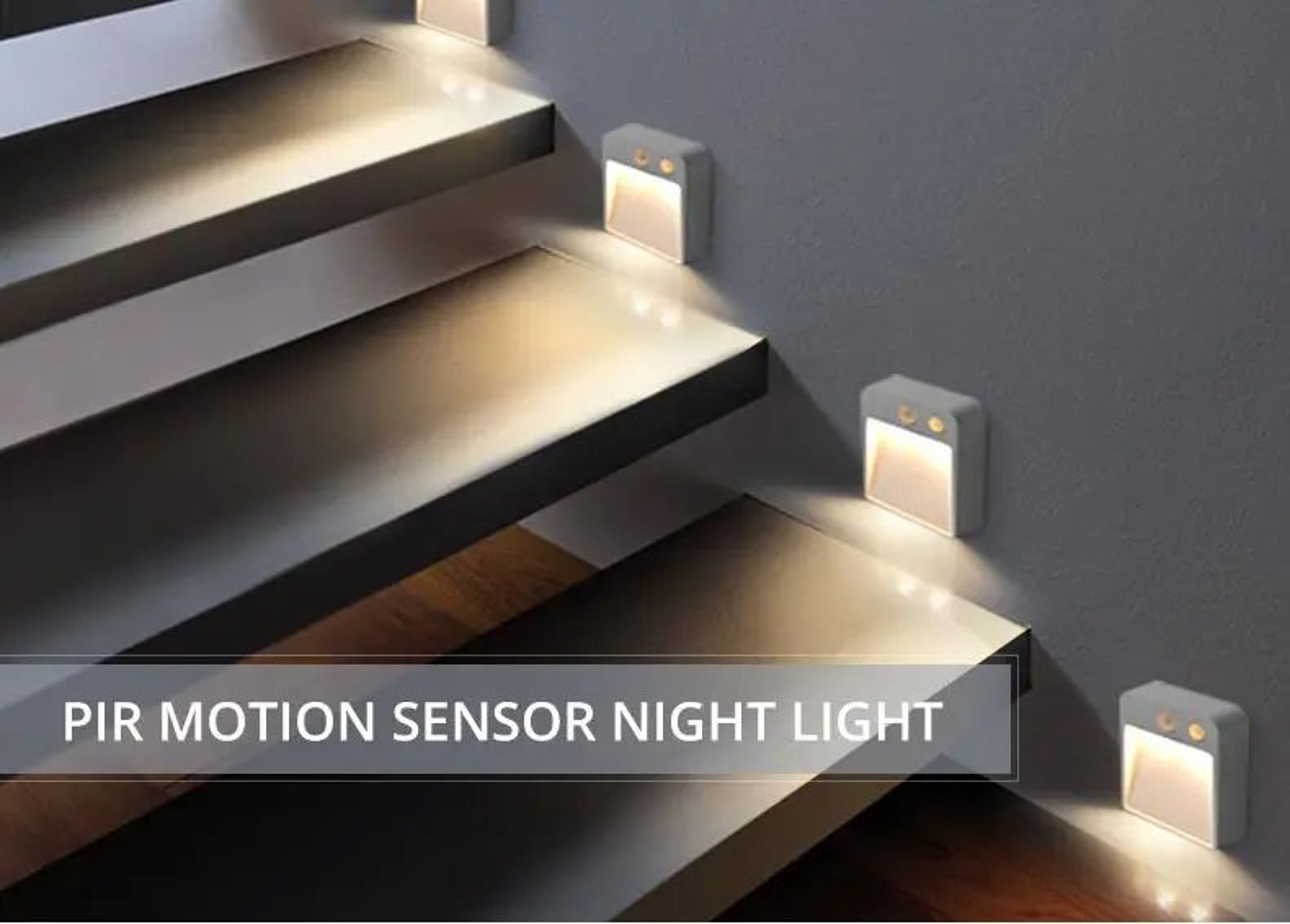 PIR Motion Sensor LED Night Light Battery Powered Wall Lamp 6