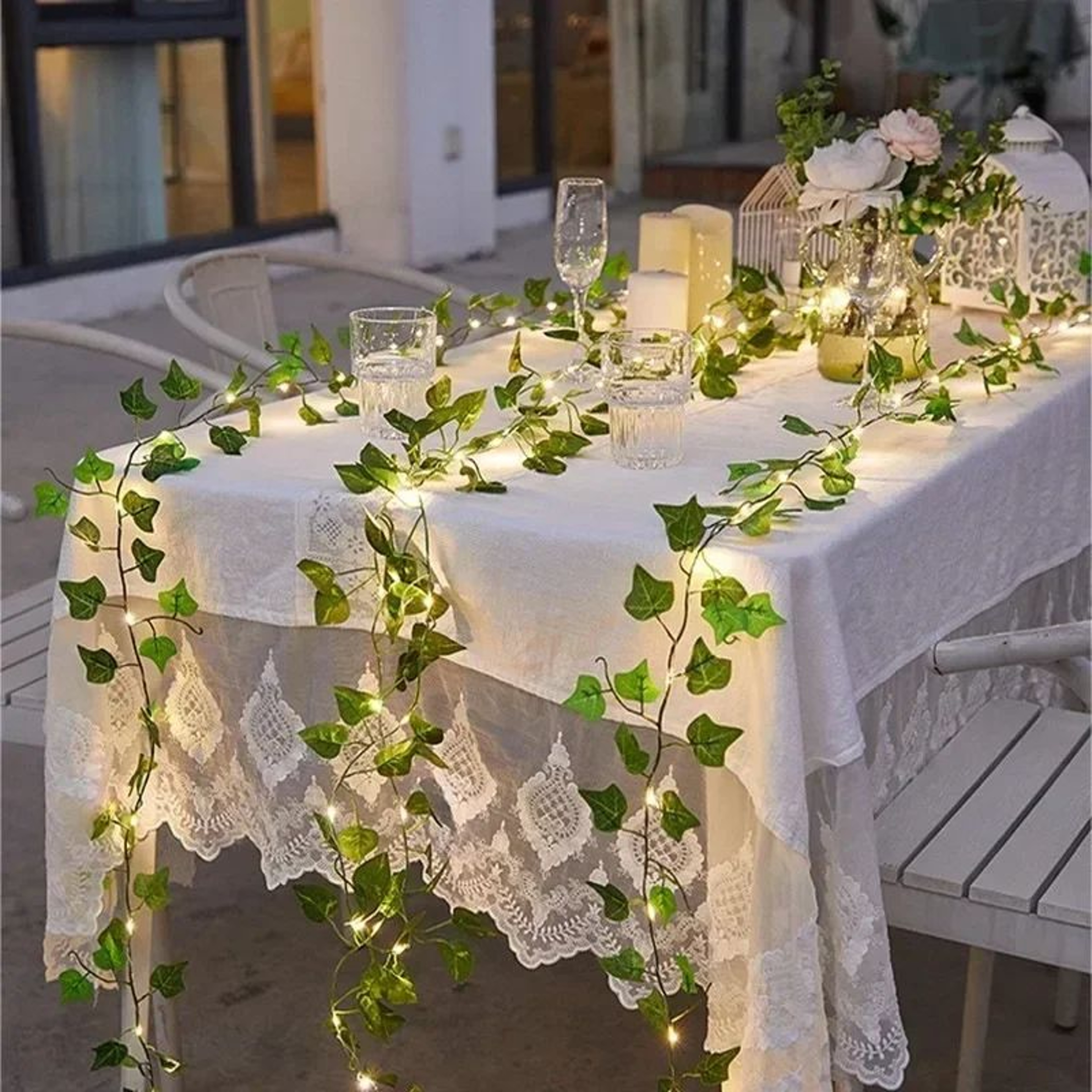 Willow Leaf Rattan LED String Lights With USB Power 4