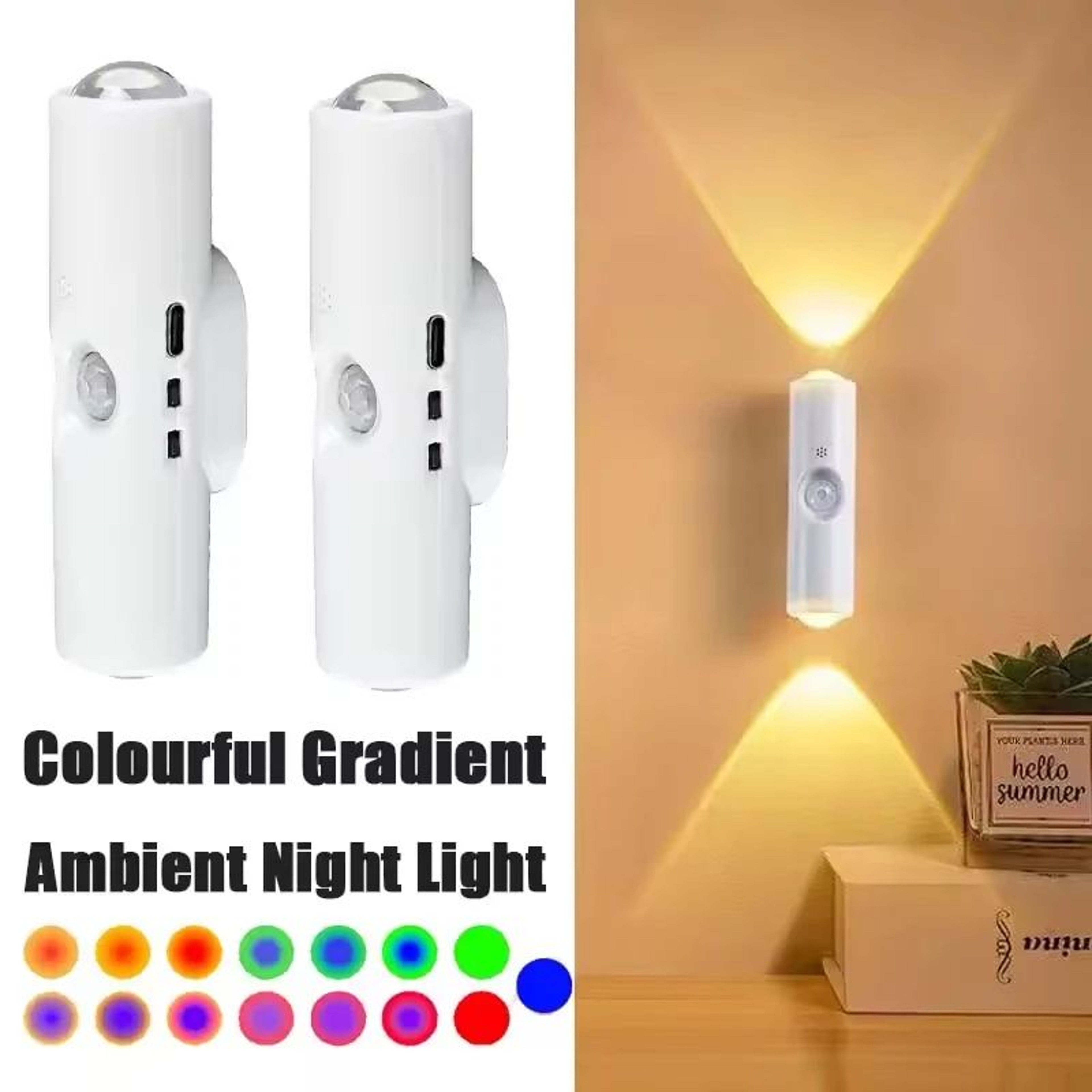 Smart RGB Gradient Motion Sensor Rechargeable Wall Light 0
