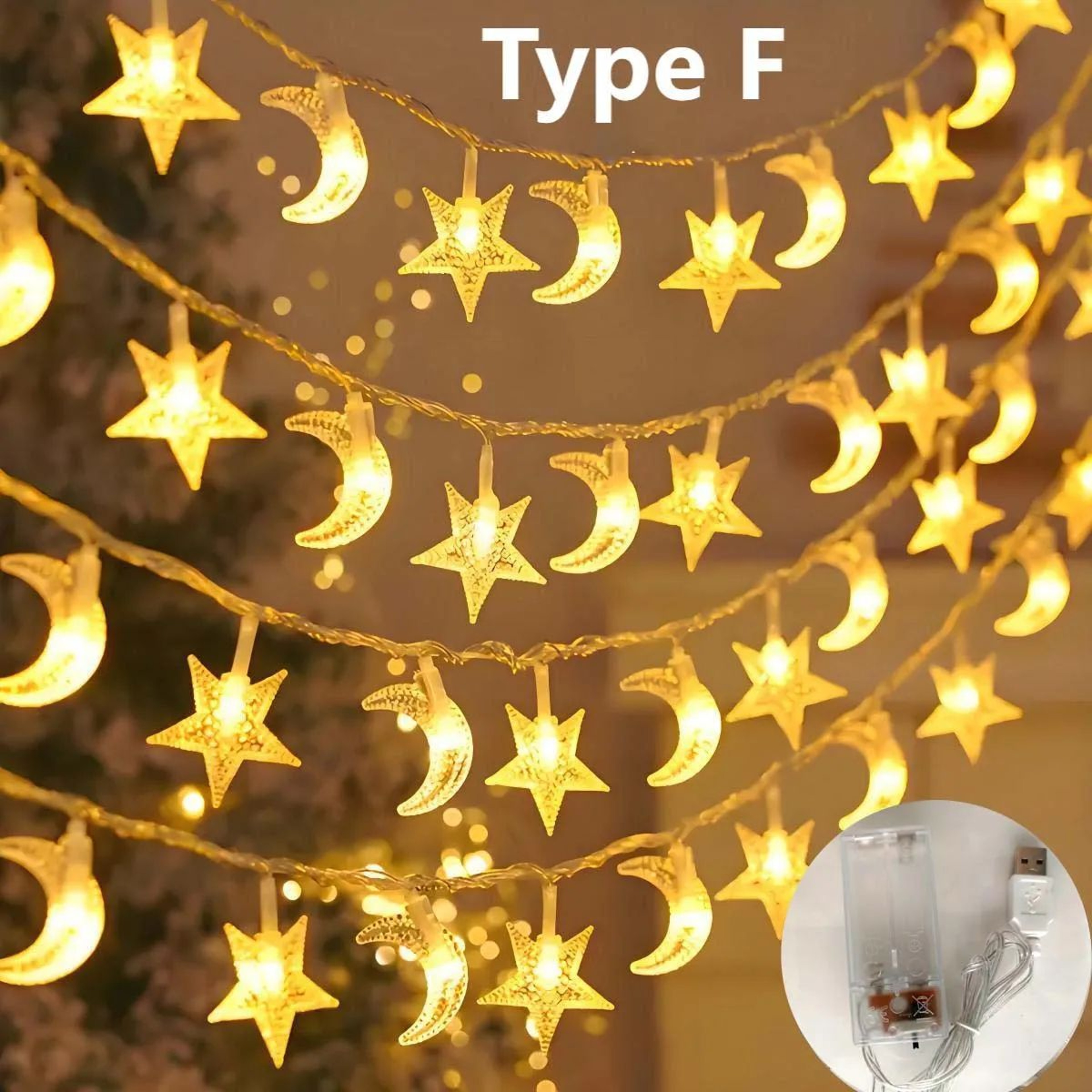Moon And Star LED String Lights For Holiday And Party Decor 7
