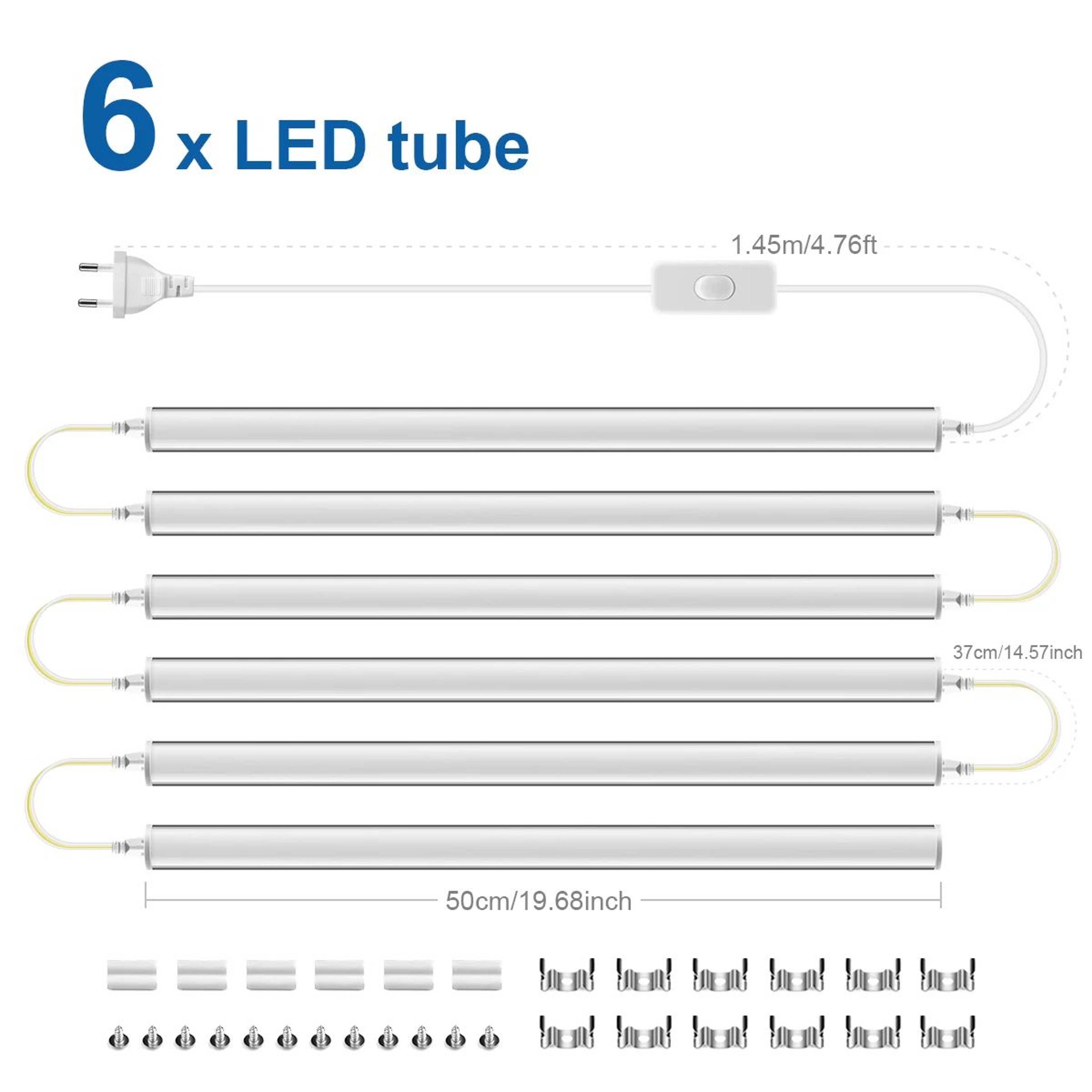 50CM 15W LED T5 Wall Light With EU Plug Power Cord 11