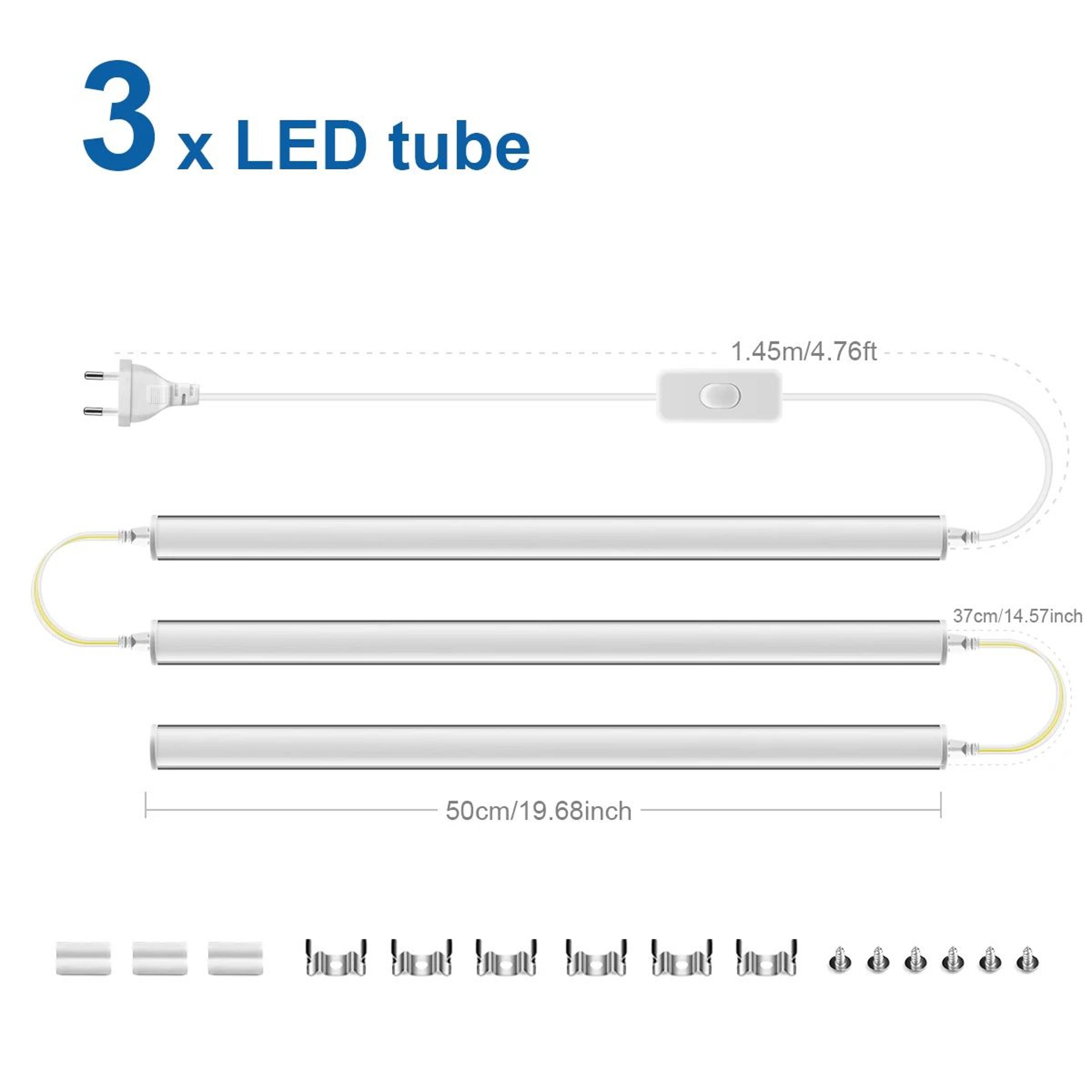 50CM 15W LED T5 Wall Light With EU Plug Power Cord 8