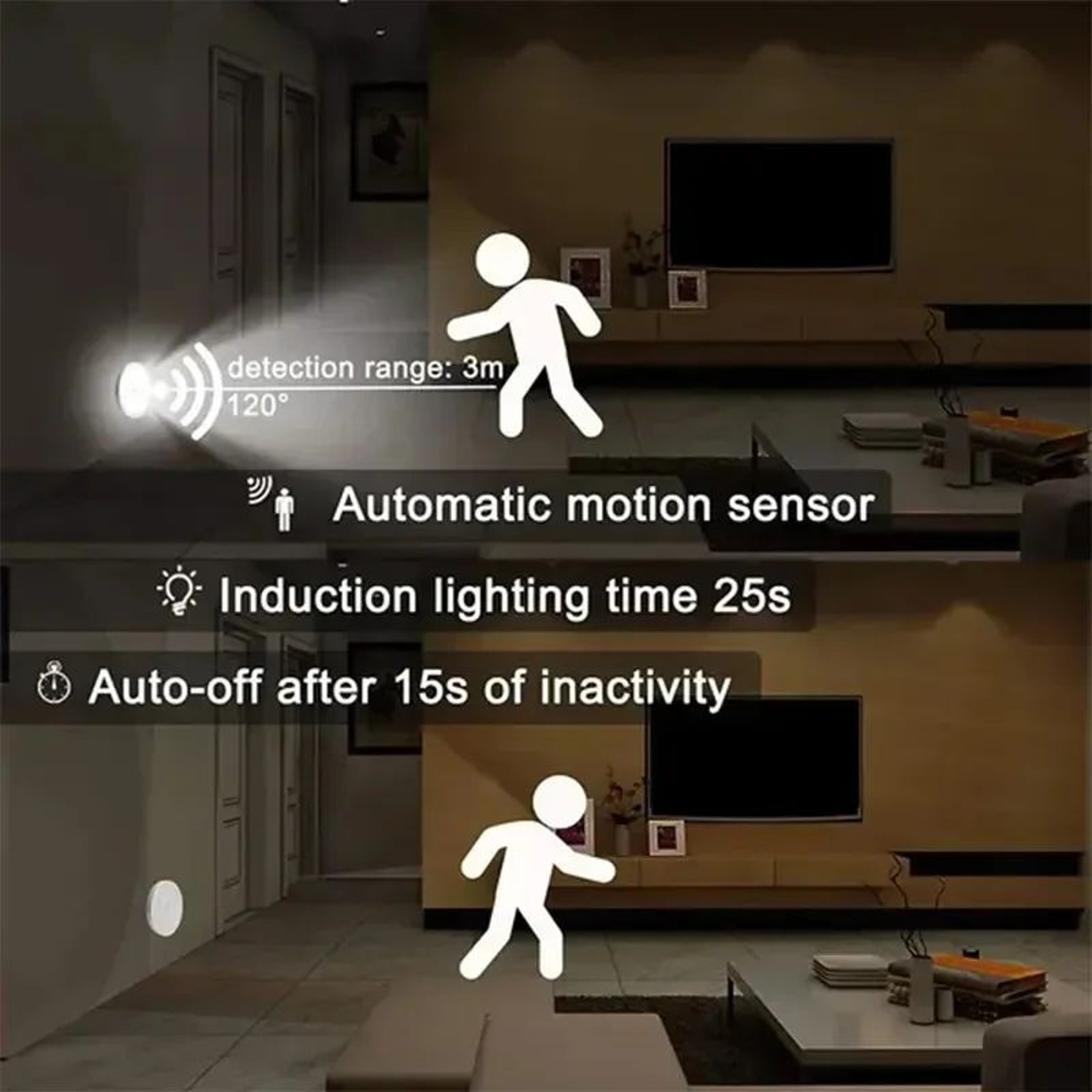 Rechargeable Motion Sensor LED Lamp Cabinet Night Light 3