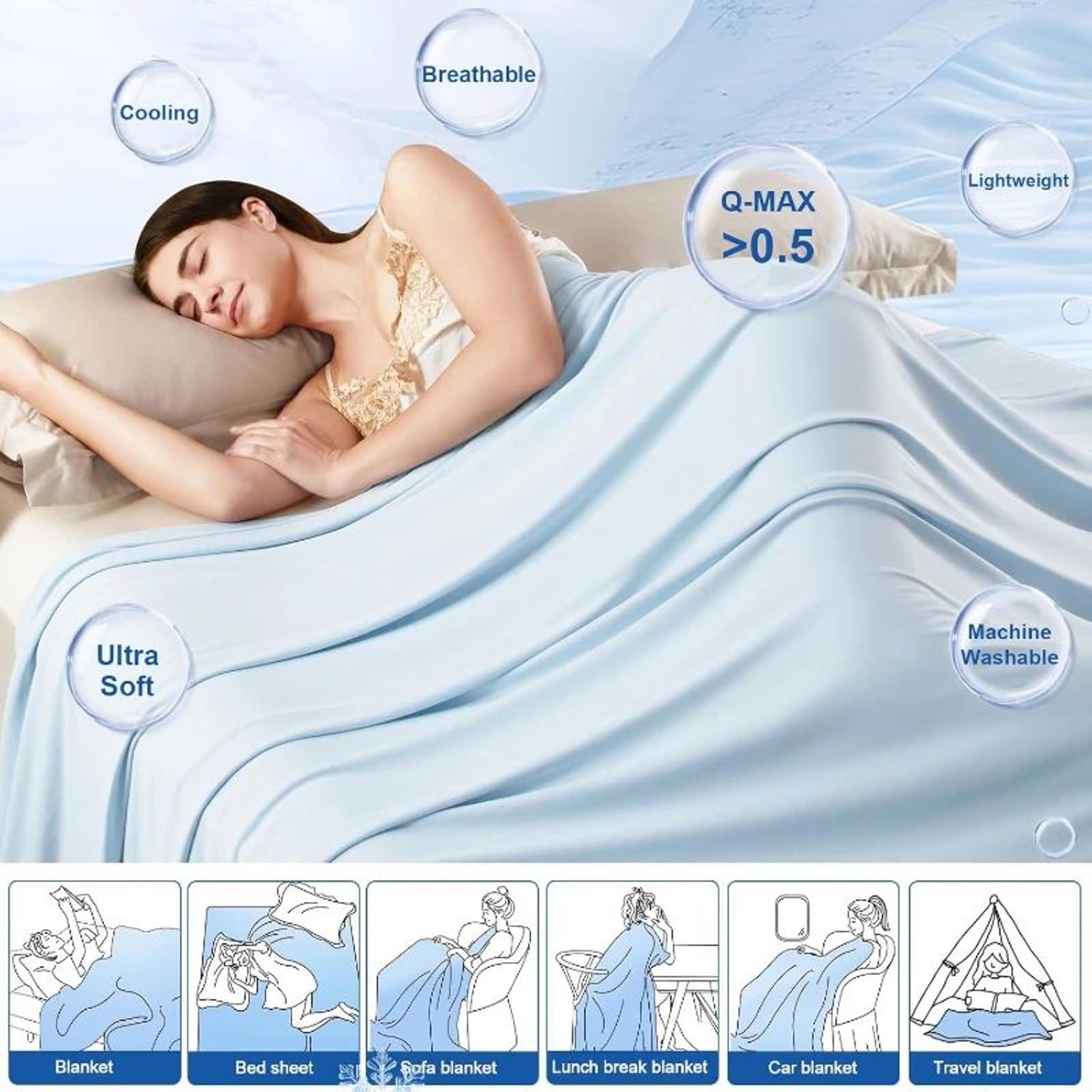 Ultra Cool Ice Silk Lightweight Summer Blanket 0