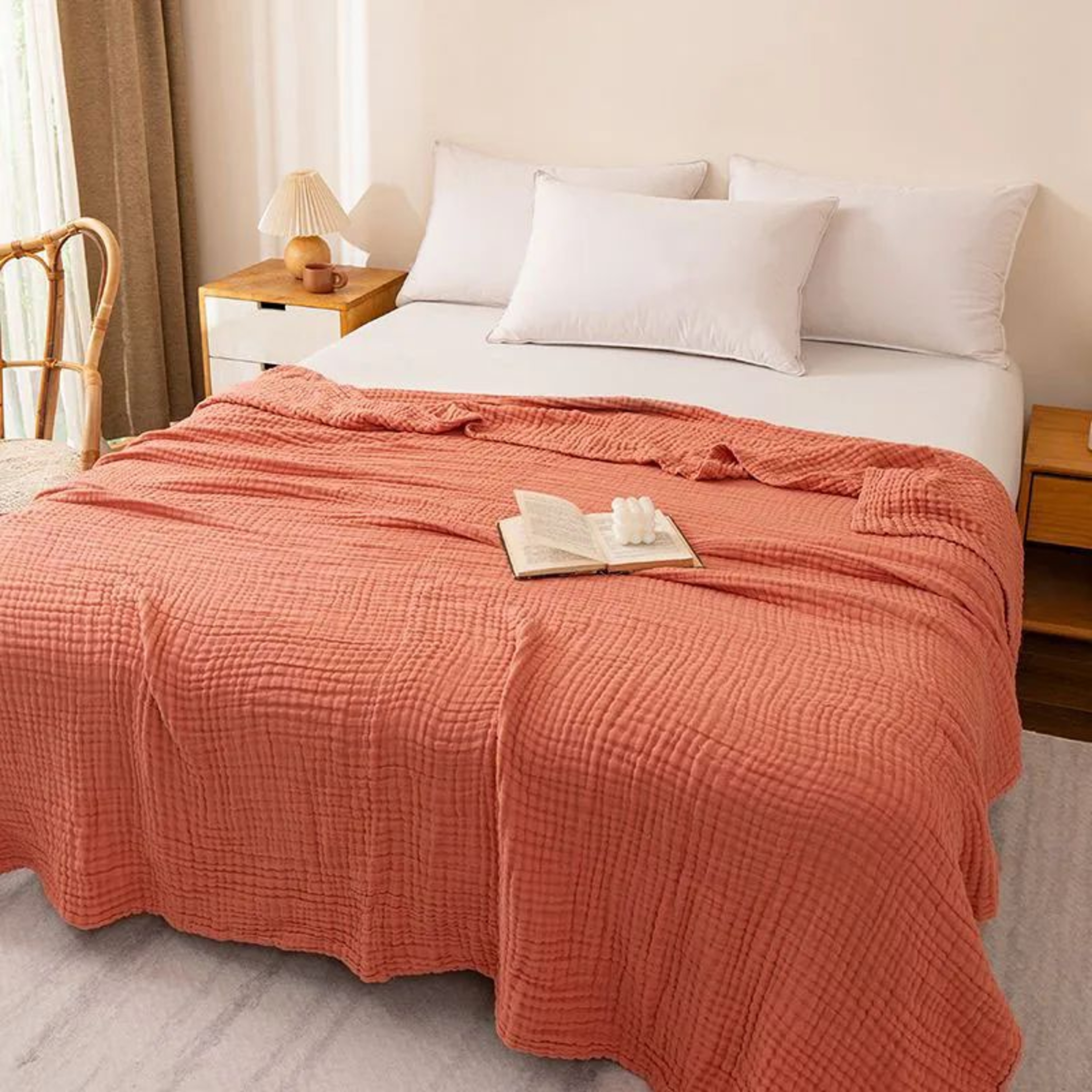 Six Layer Cotton Muslin Lightweight Summer Throw Blanket 17