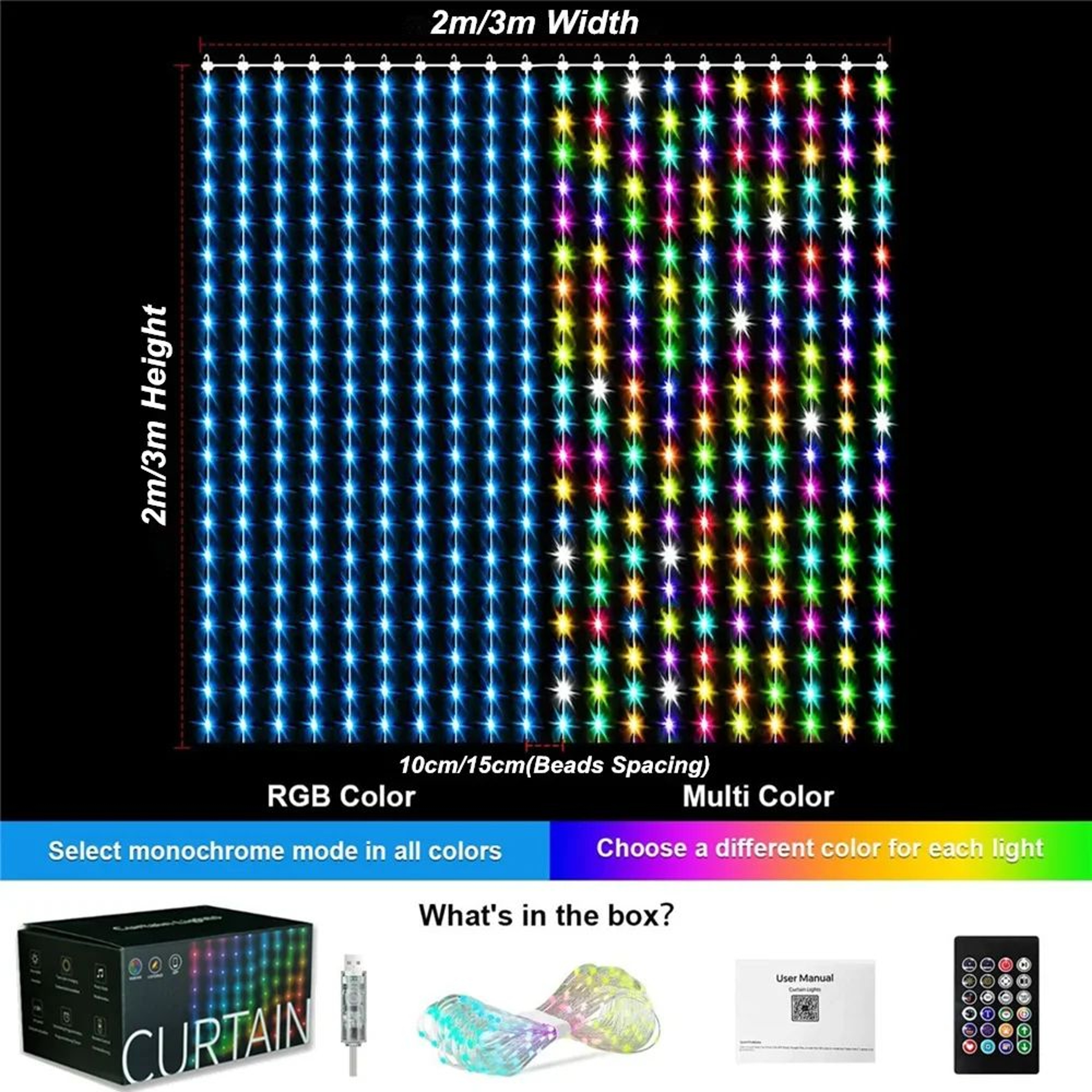 RGB Smart LED Curtain Lights With Music Sync 6