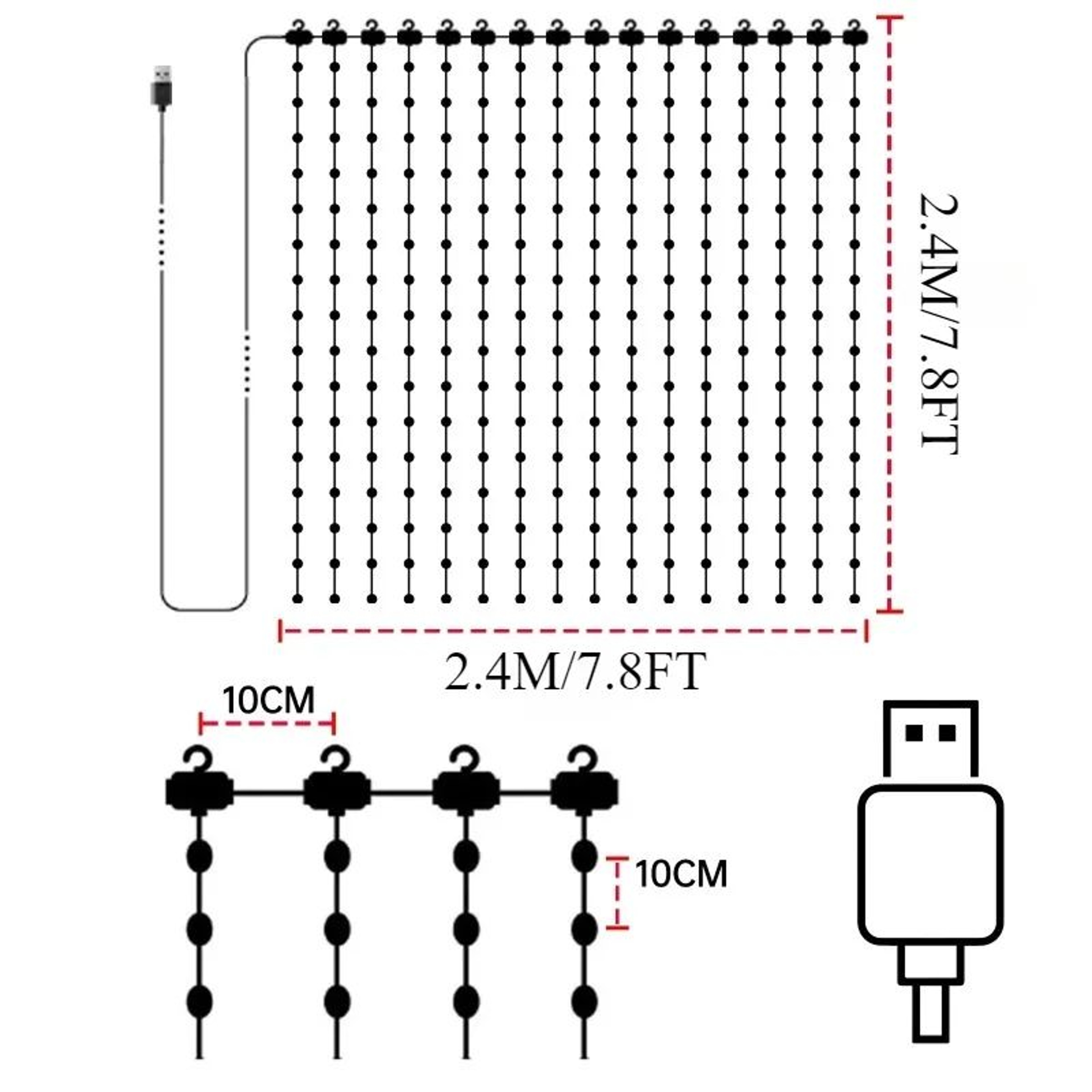 Smart RGB Curtain String Lights With Music Sync 10