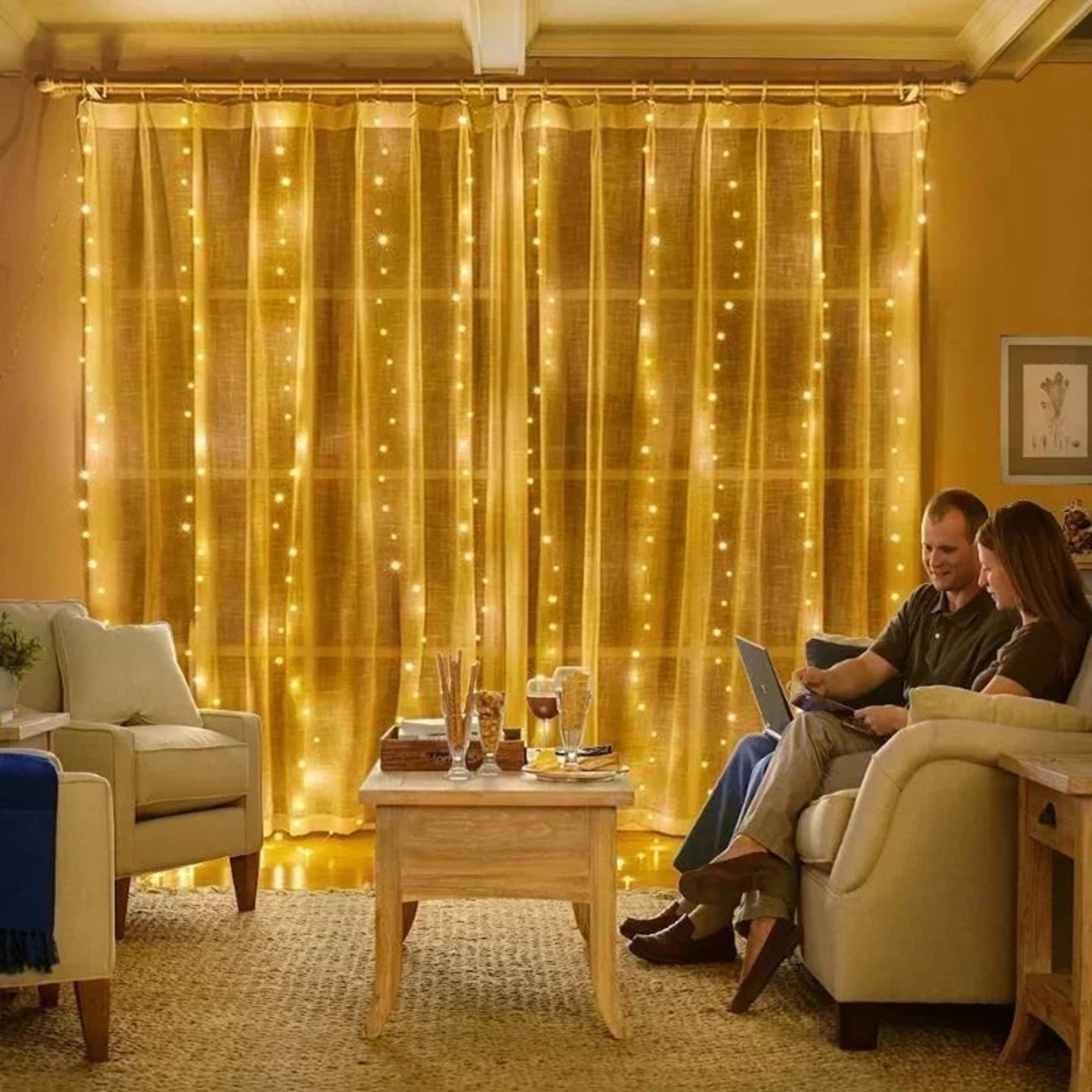 USB LED Window Curtain Fairy Lights With Remote 3